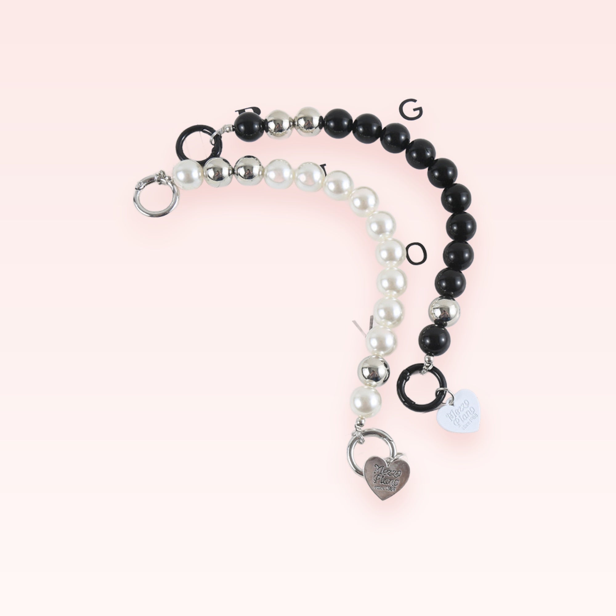 Chic Pearl & Bead Phone Charm Strap | Wrist Lanyard with Heart Charm