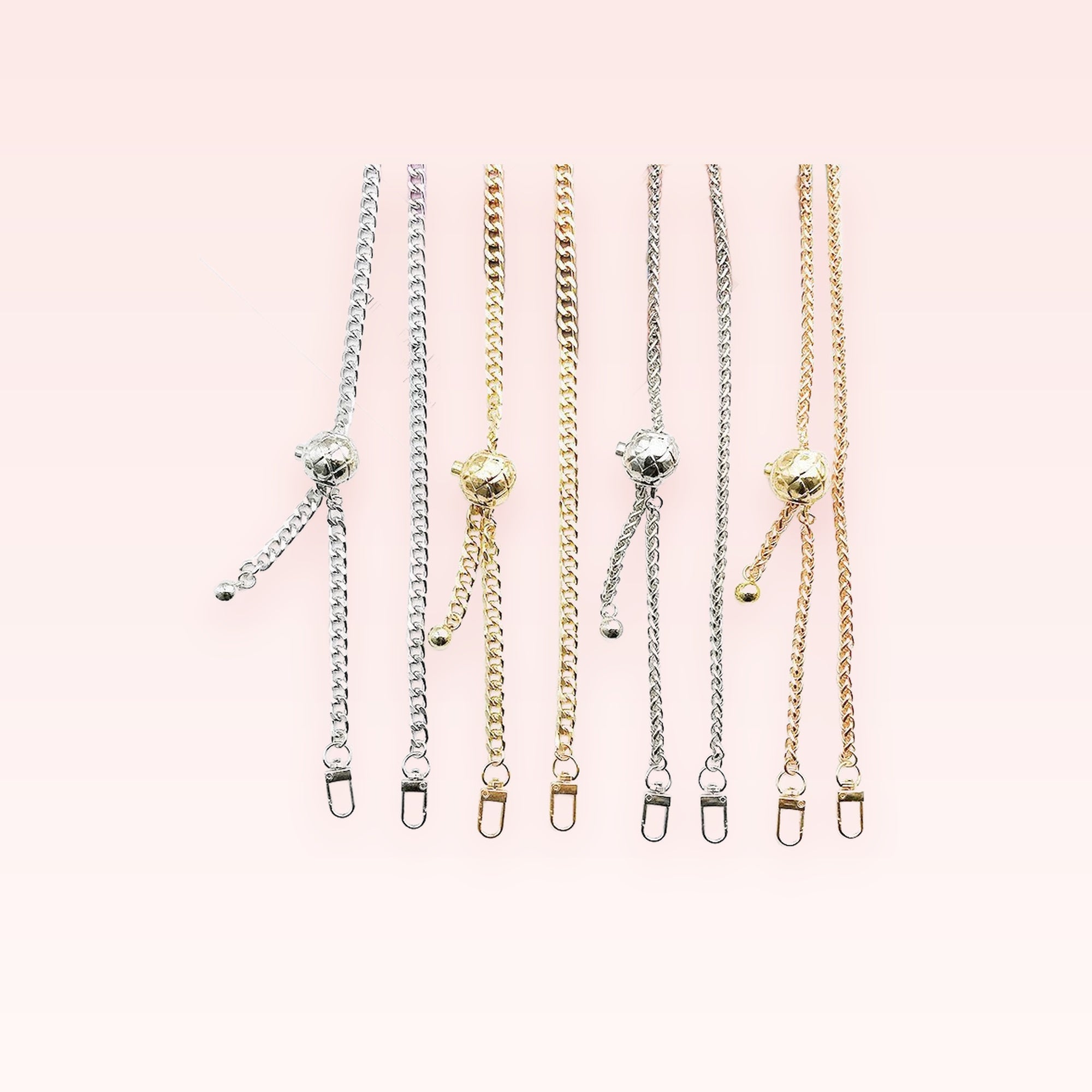 Adjustable Gold & Silver Chain Phone Charm | Aesthetic Lanyard Strap with Ball Slider