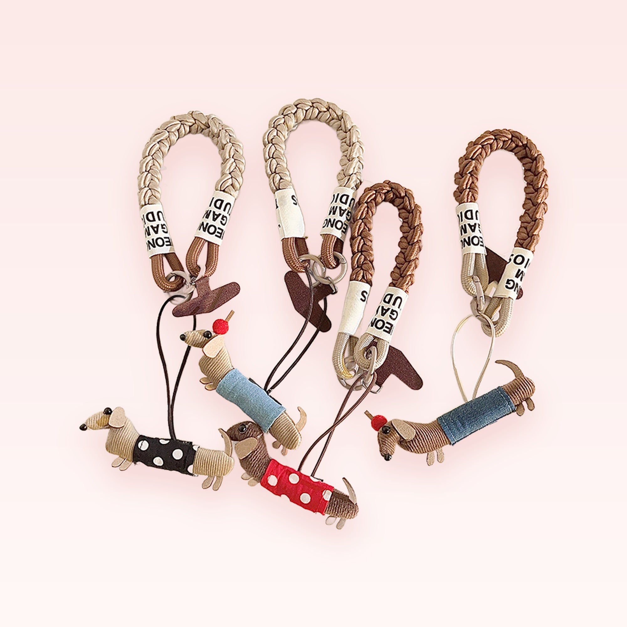 Cute Braided Rope Dachshund Phone Charm | Kawaii Doggy Wrist Lanyard