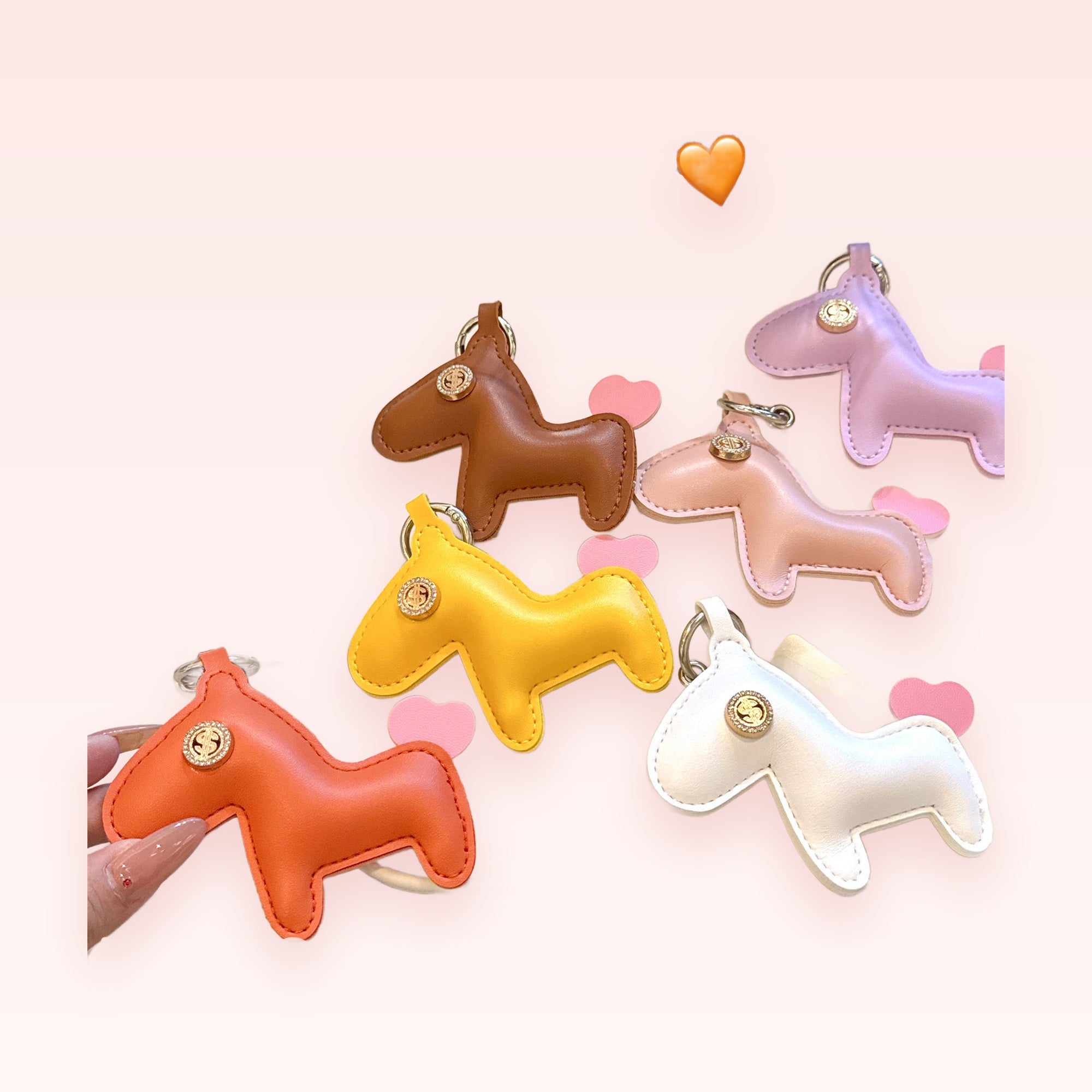Cute Horse Leather Phone Charm | Pastel Animal Keychain Accessory