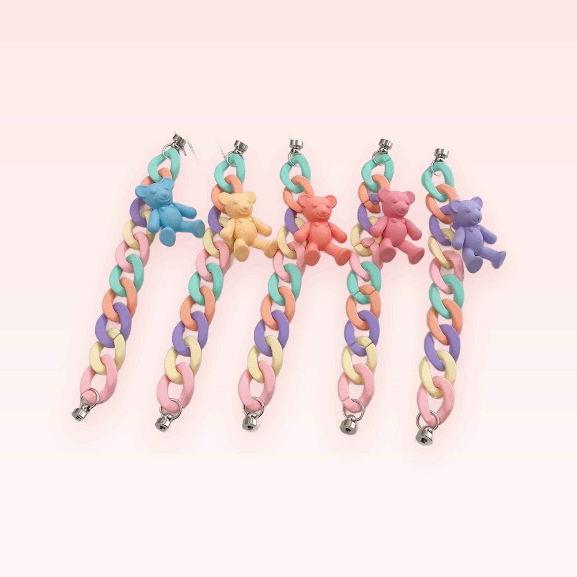 Pastel Gummy Bear Chain Phone Charm | Cute Aesthetic Wrist Strap Lanyard