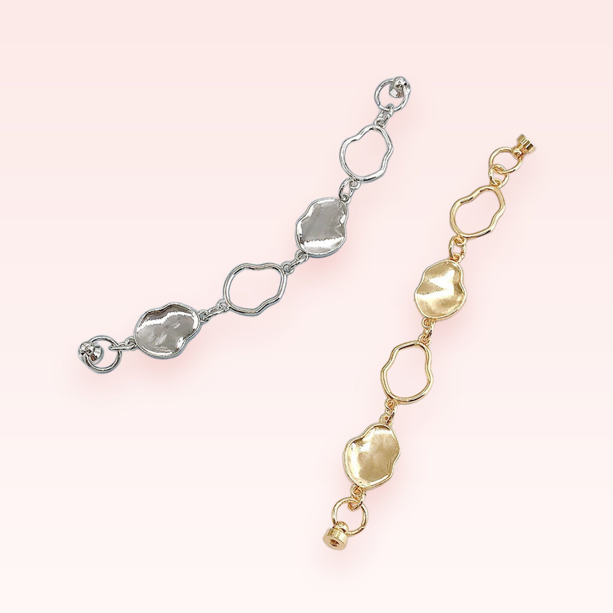 Aesthetic Irregular Metal Link Phone Charm | Gold & Silver Chain Wrist Strap