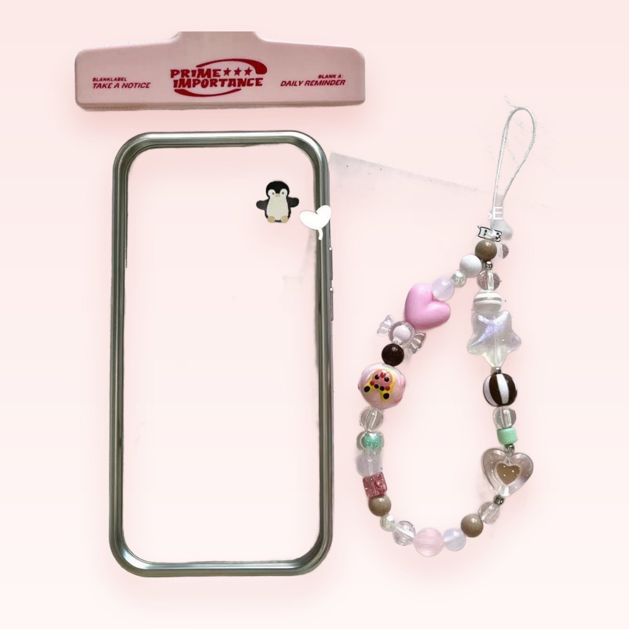 Kawaii Pastel Beaded Phone Charm Strap | Cute Heart & Star Pearl Wrist Lanyard