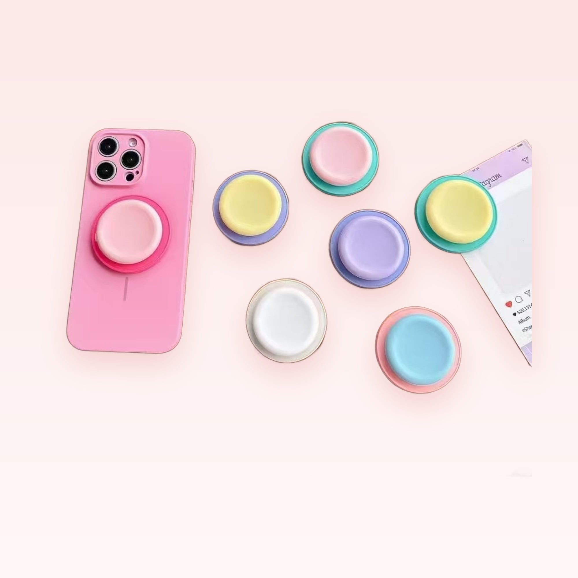 Pastel Silicone Phone Grip | Cute Round Pop Socket Stand