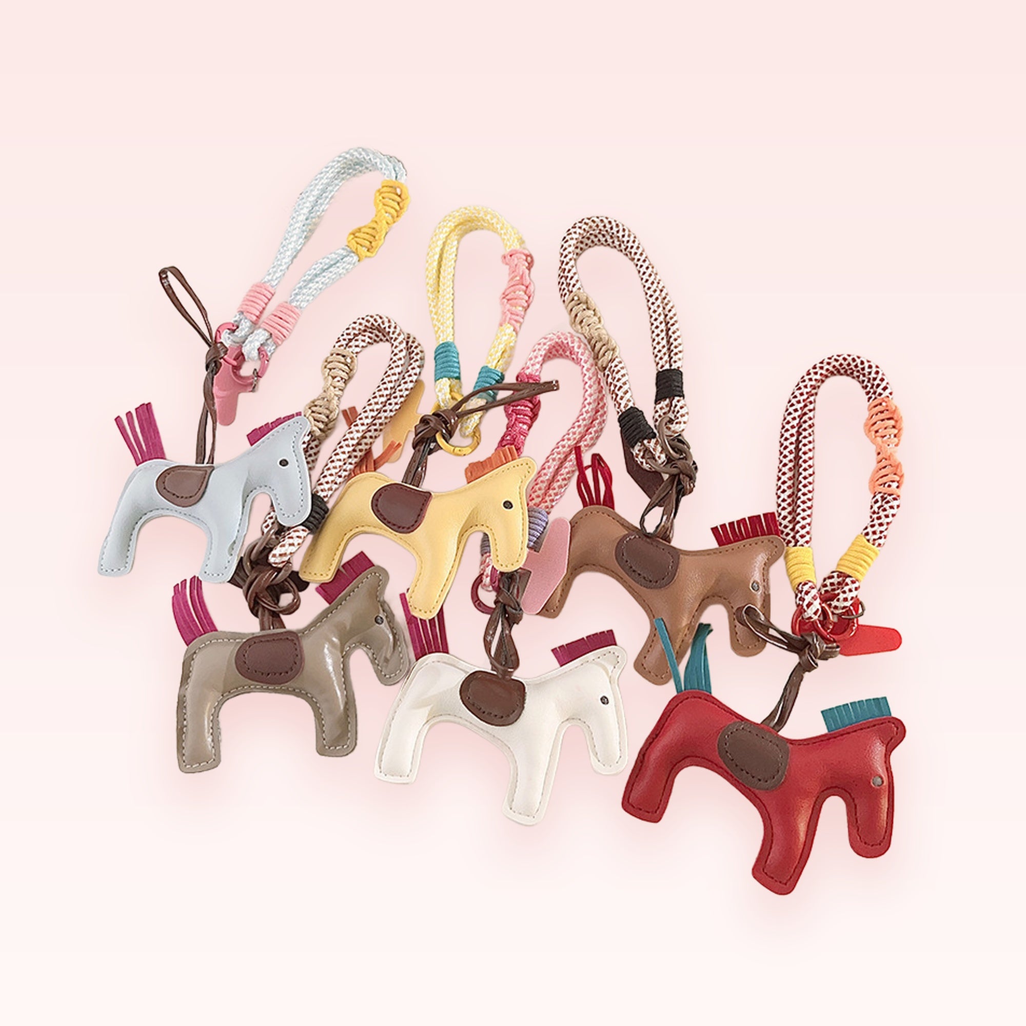 Cute Leather Horse Phone Charm | Braided Rope Wrist Strap Keychain