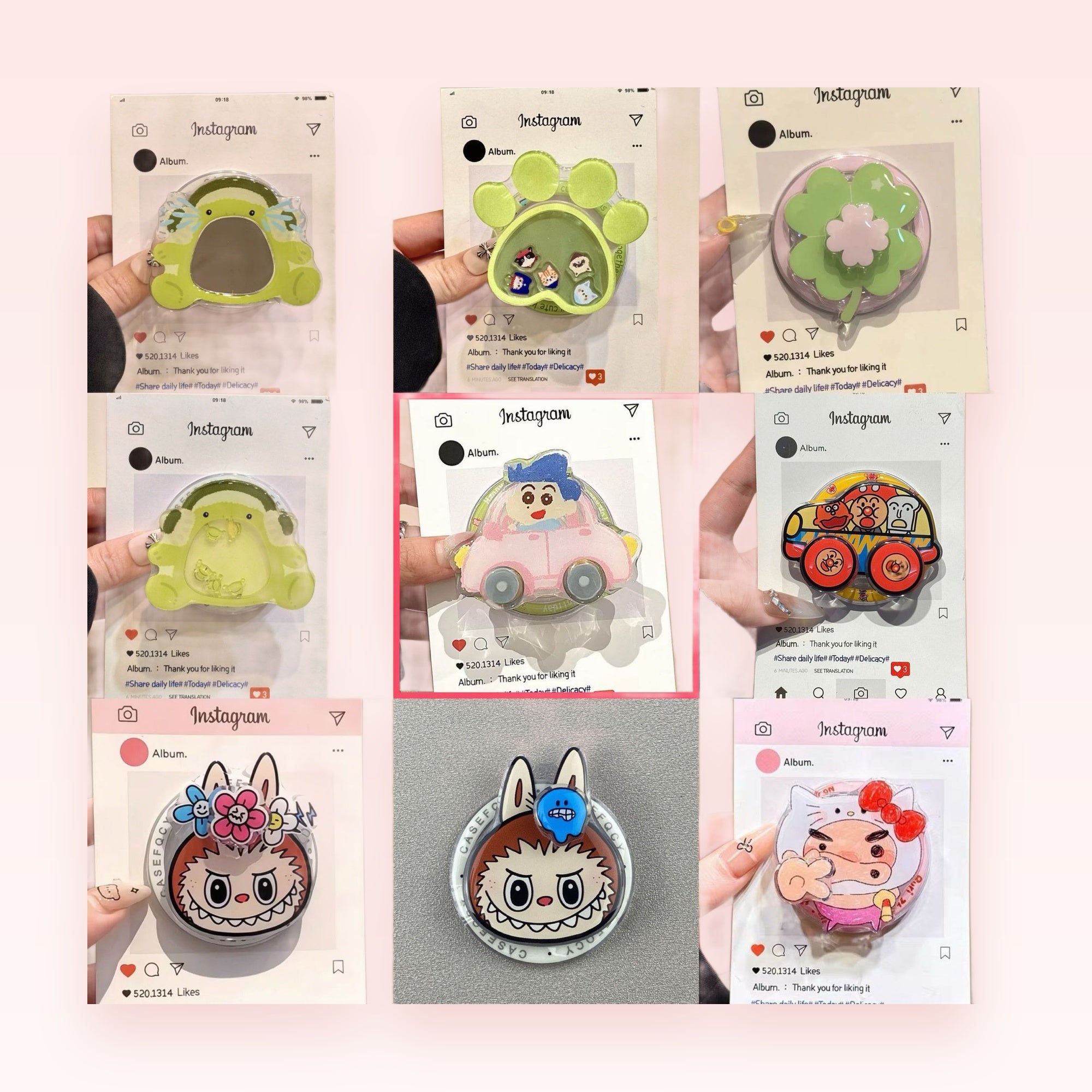 Kawaii Cartoon Character Phone Grip | Cute Acrylic Pop Socket Stand