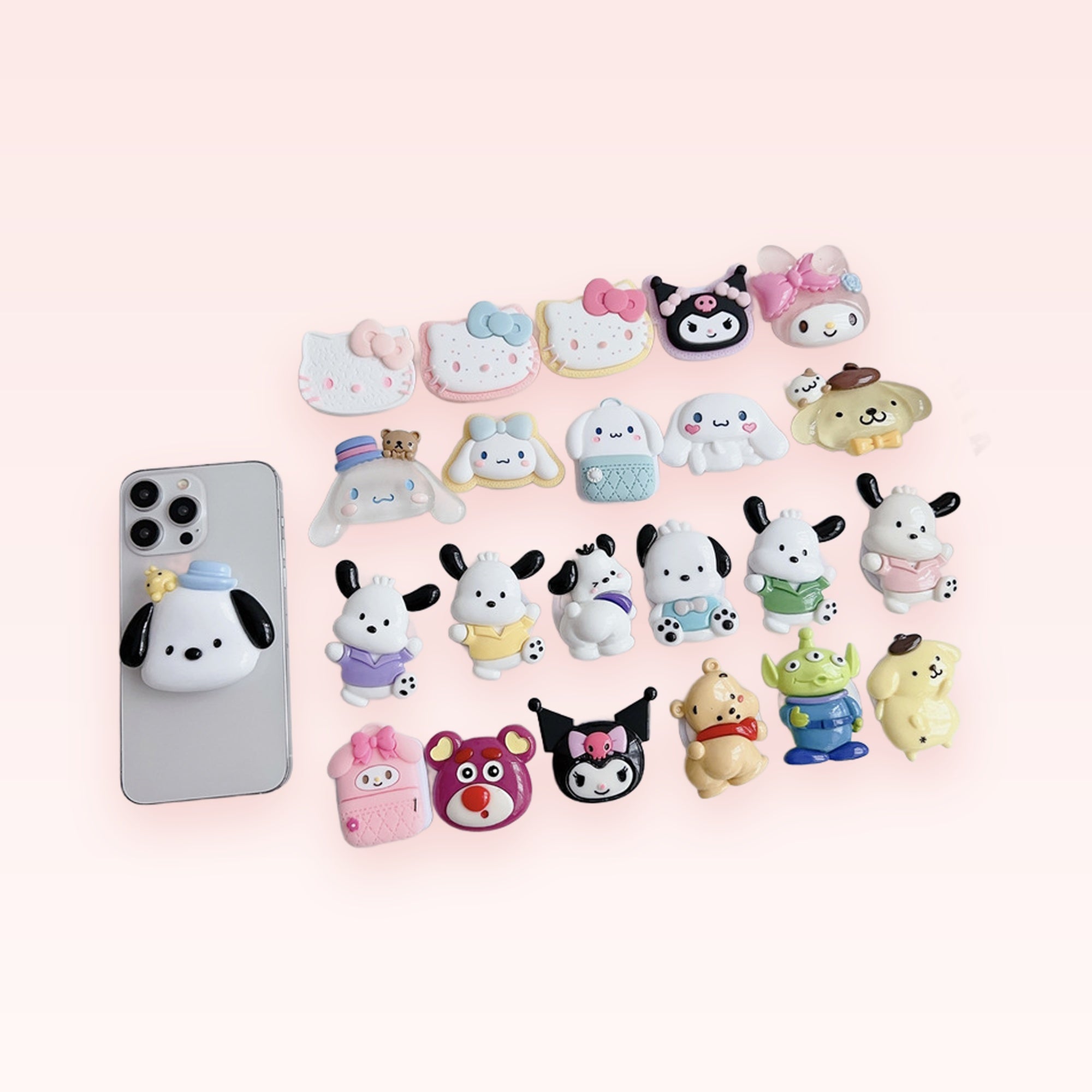 Kawaii Cartoon Character Phone Grip | Cute Silicone Pop Socket Stand for iPhone