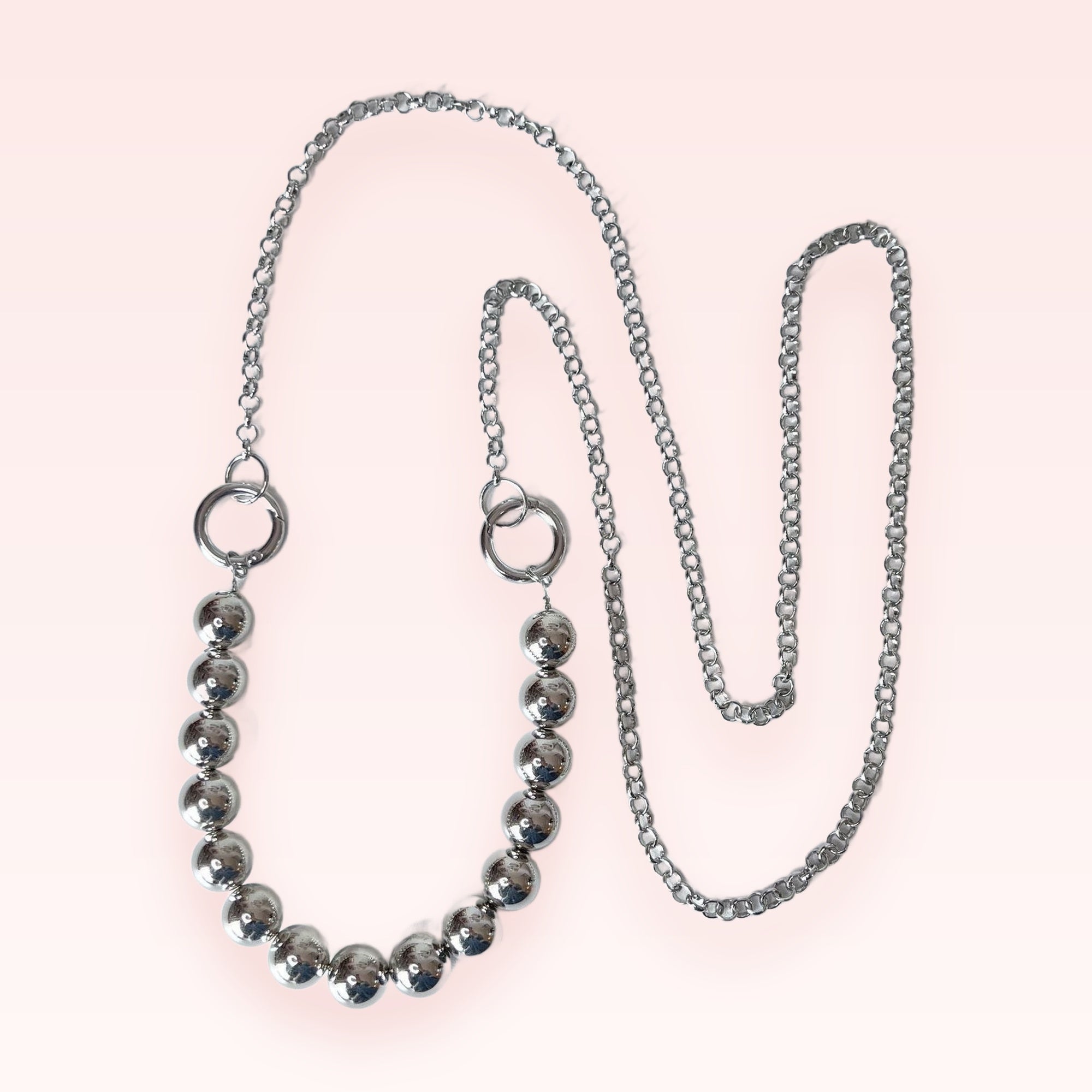 Aesthetic Silver Beaded Phone Charm | Y2K Chain Wrist Lanyard