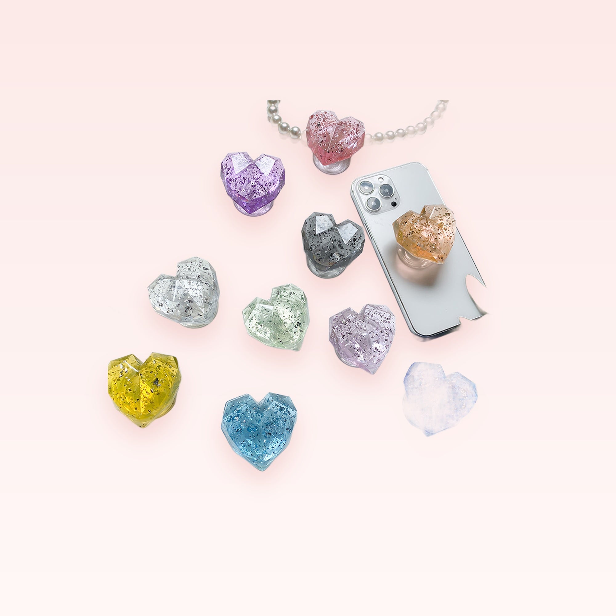 Sparkle Heart Phone Grip | Kawaii Crystal Phone Stand