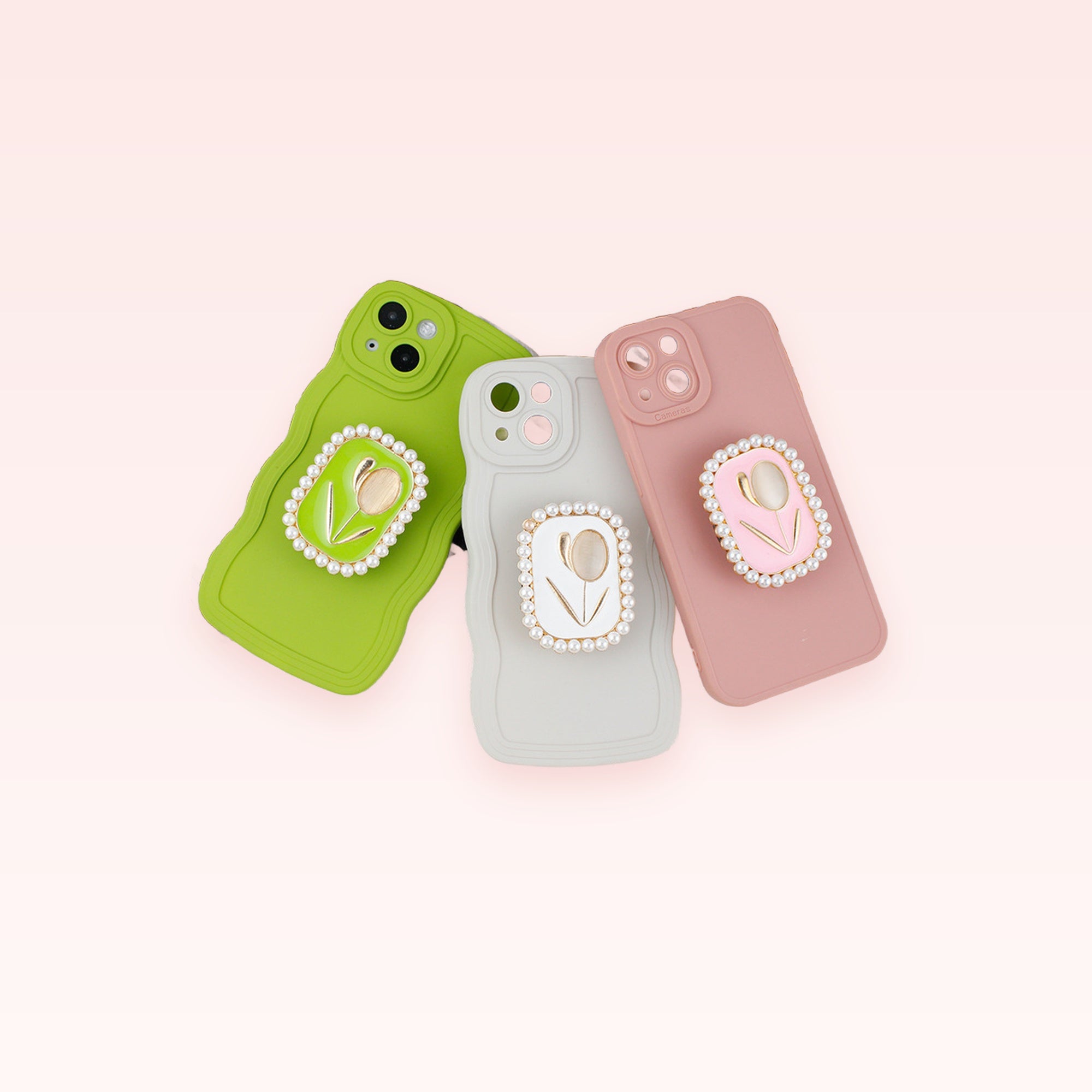 Pearl Tulip Phone Grip Stand | Cute Floral Pop Socket