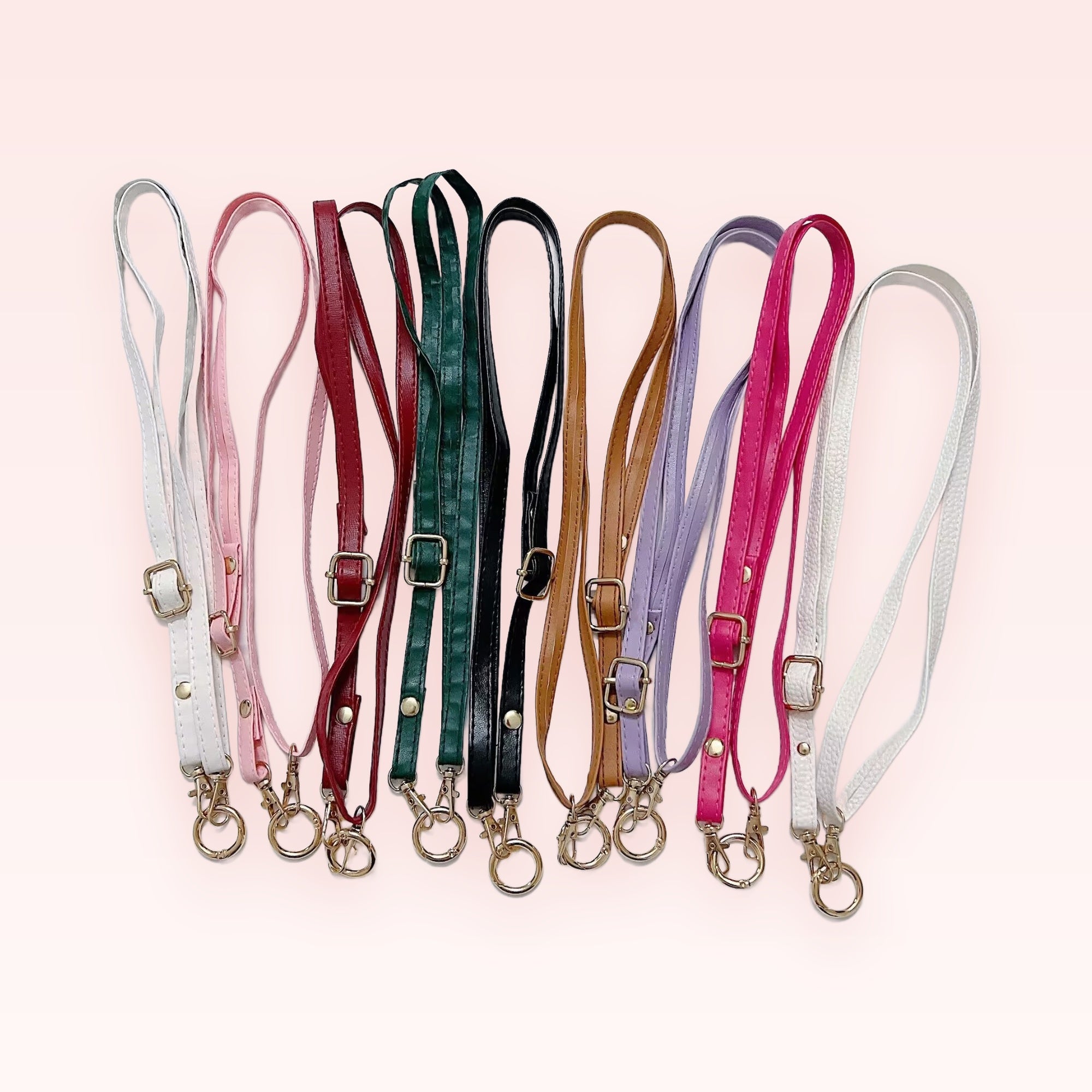 Adjustable Faux Leather Phone Charm Strap | Colorful Wrist Lanyard with Gold Hardware