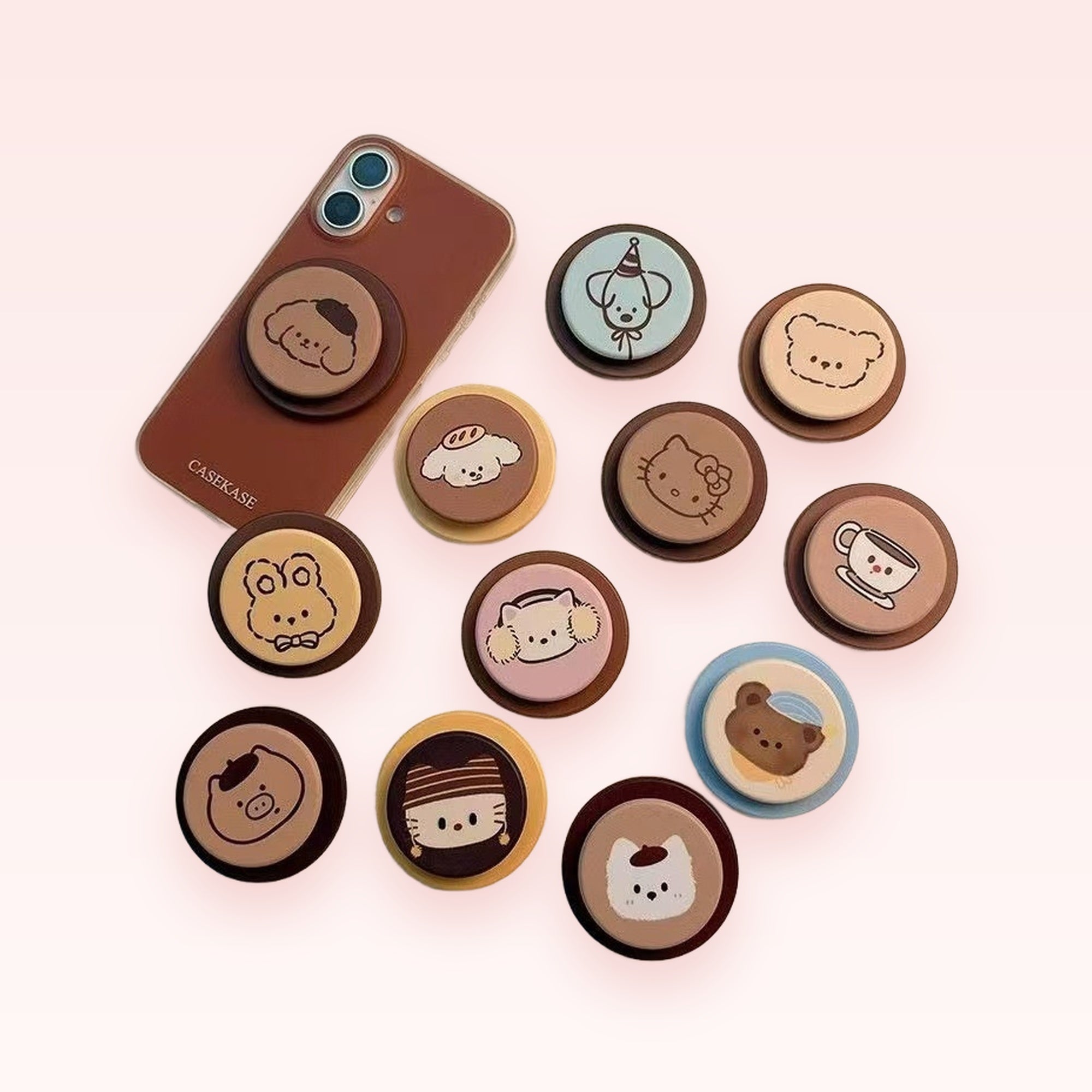 Kawaii Cartoon Animal Phone Grip | Cute Pop Socket Stand for iPhone & Android