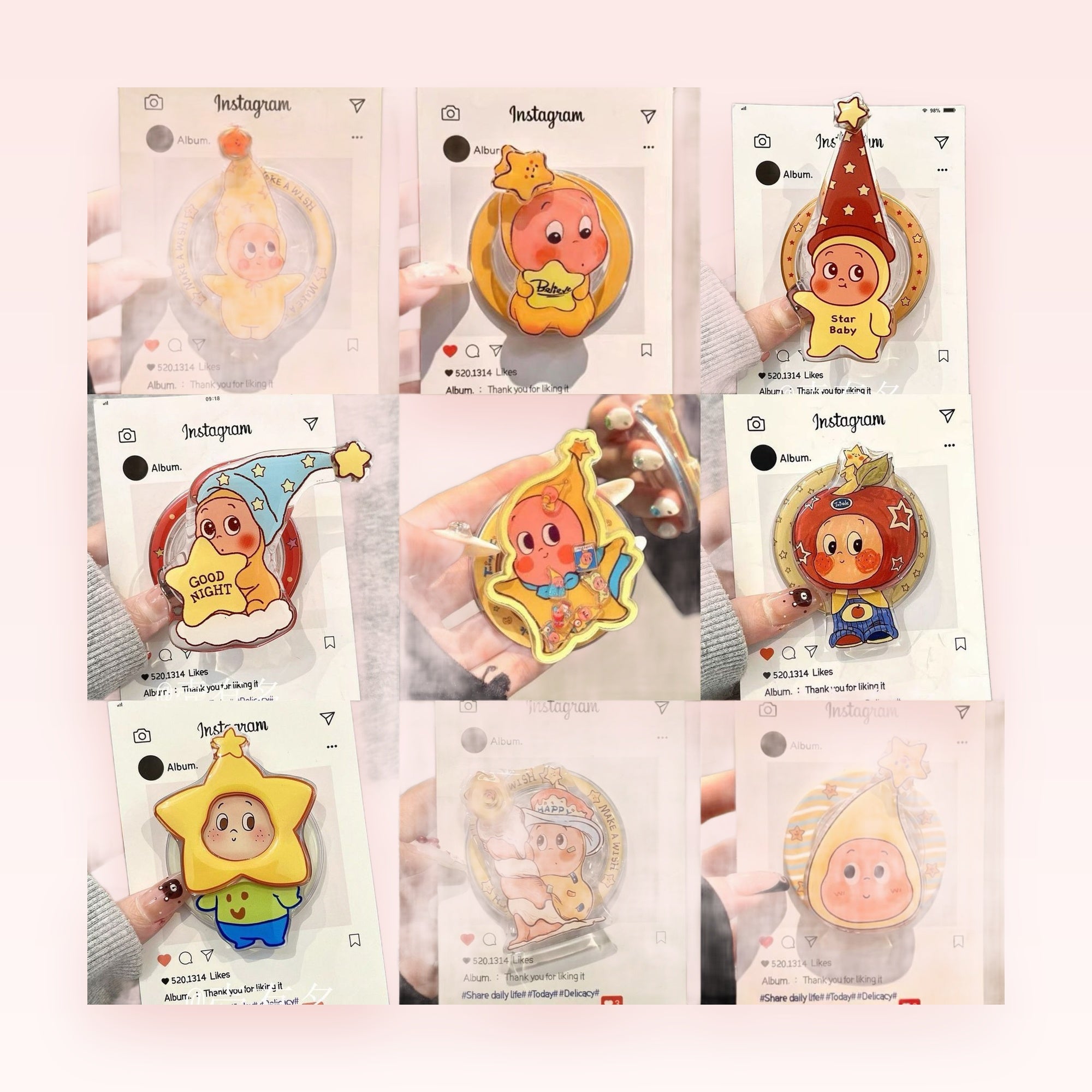 Kawaii Star Baby Phone Grip | Cute Cartoon Character Pop Socket Stand