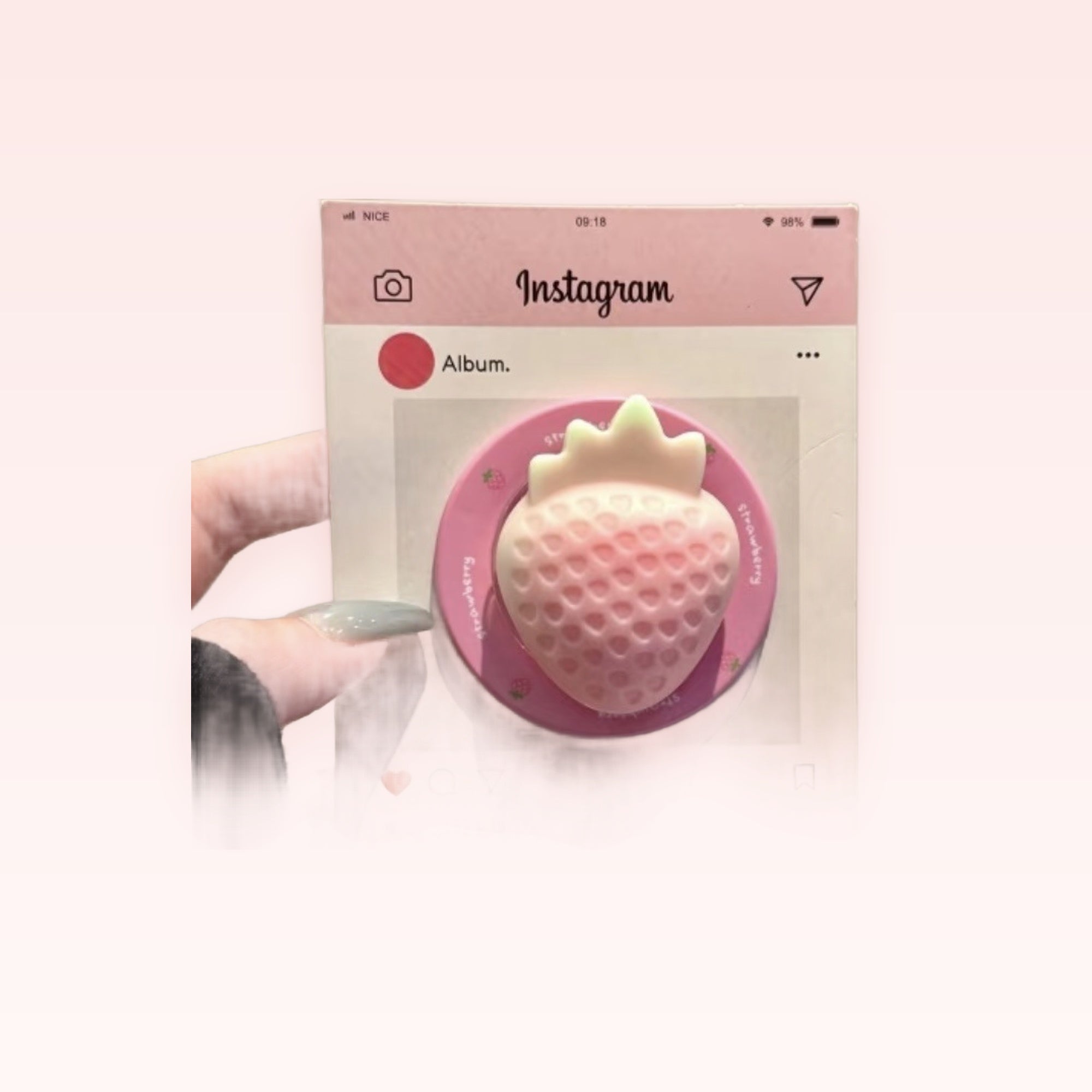 Kawaii Strawberry Instagram Phone Grip | Pink Pop Socket Stand