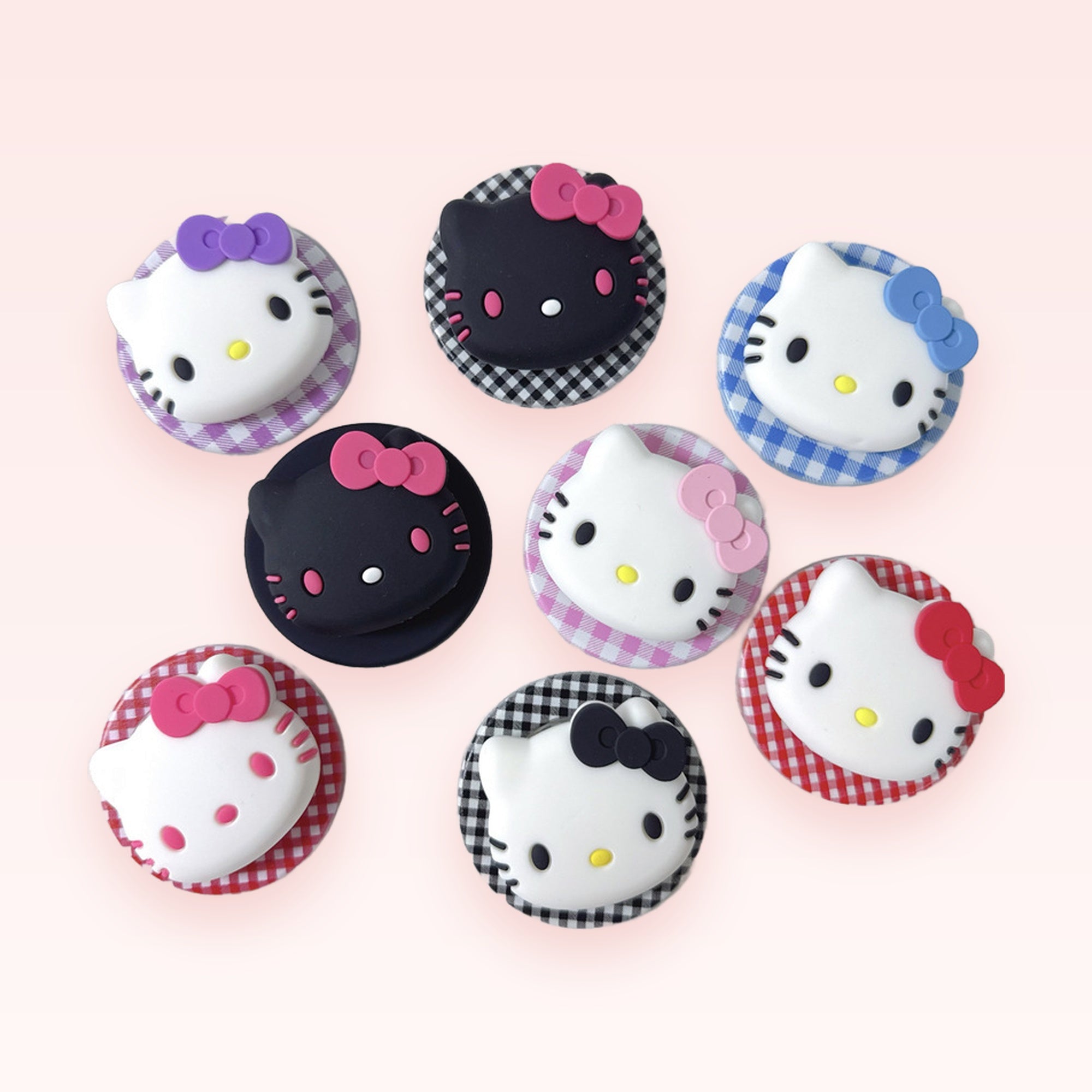 Cute Hello Kitty Phone Grip | Kawaii Gingham Pop Socket Stand