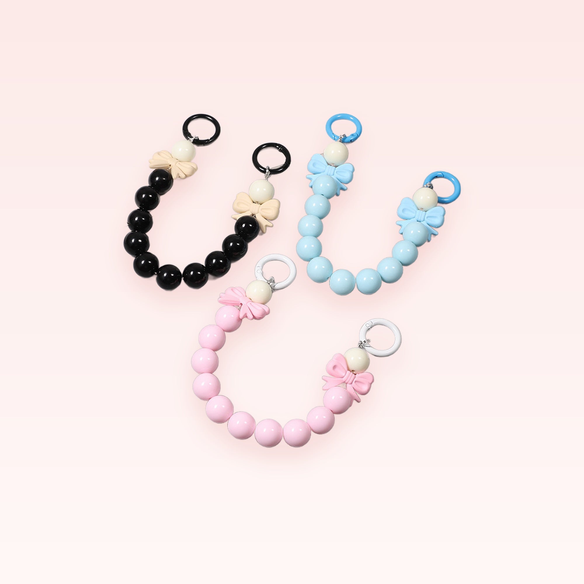 Cute Bow Bead Phone Charm Strap | Kawaii Wrist Lanyard
