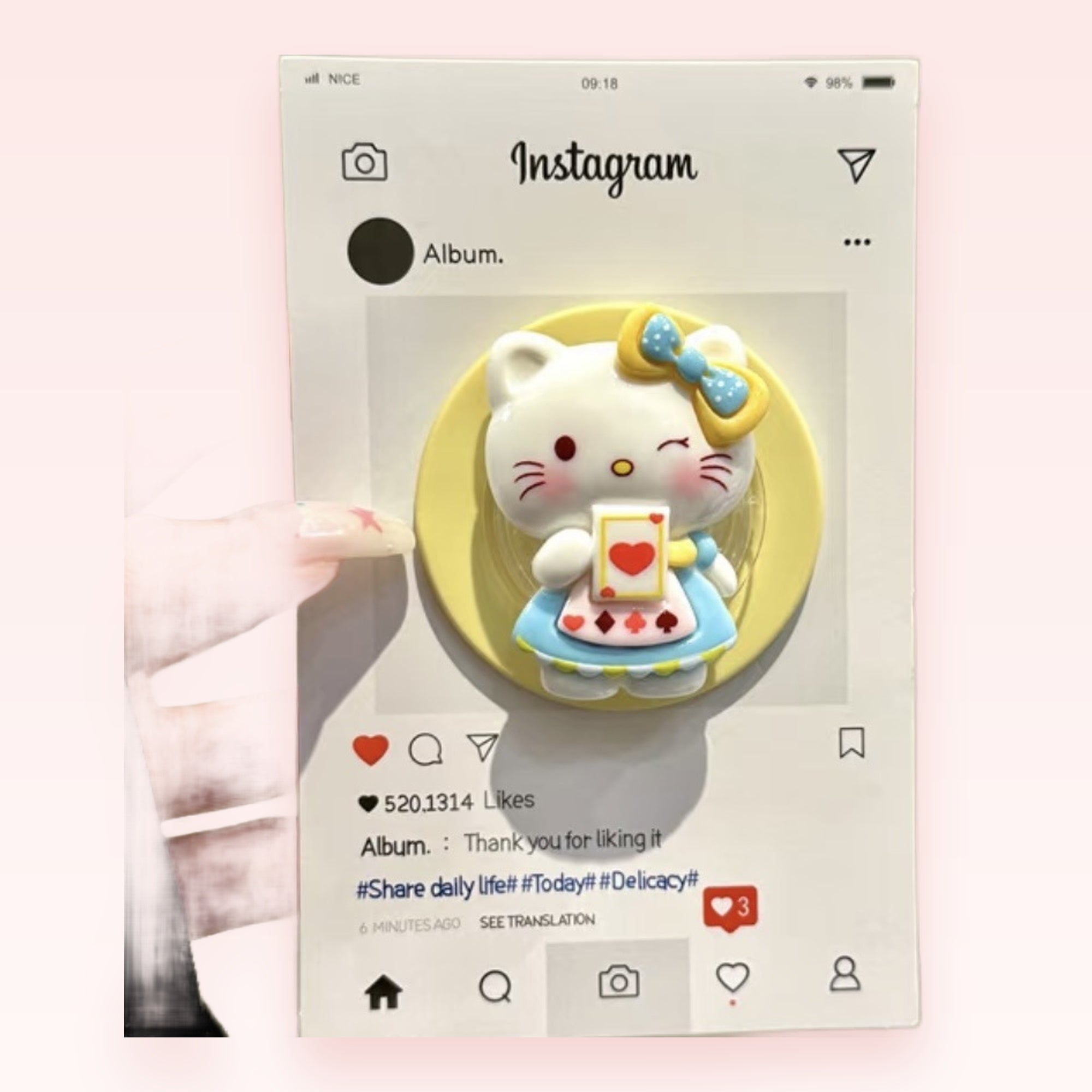 Kawaii Hello Kitty Alice in Wonderland Phone Grip | Cute Winking Kitty Pop Socket Stand
