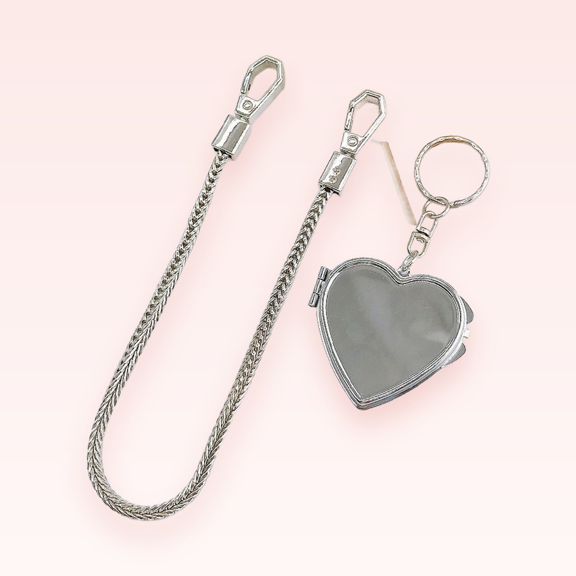 Silver Heart Locket Phone Charm | Aesthetic Metal Chain Wrist Strap