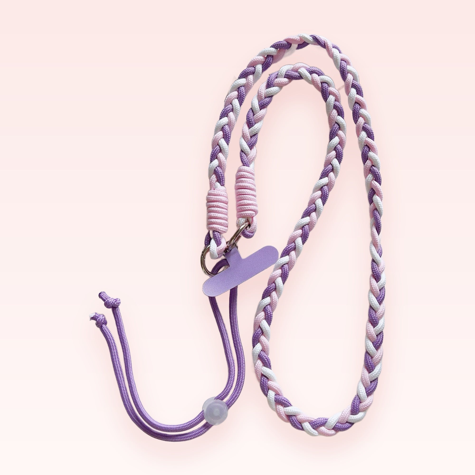 Pastel Braided Phone Lanyard Strap | Cute Purple Pink White Crossbody Charm
