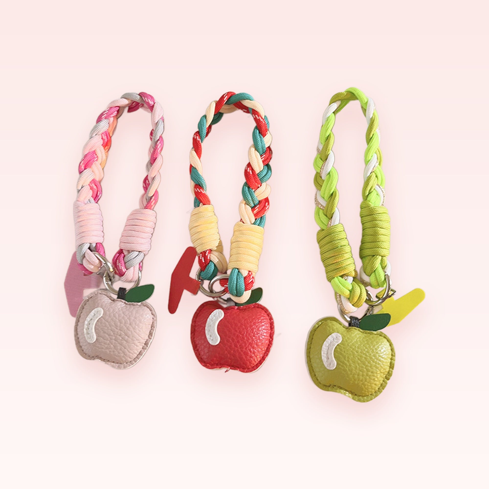Braided Rope Apple Phone Charm Strap | Cute Fruit Wrist Lanyard