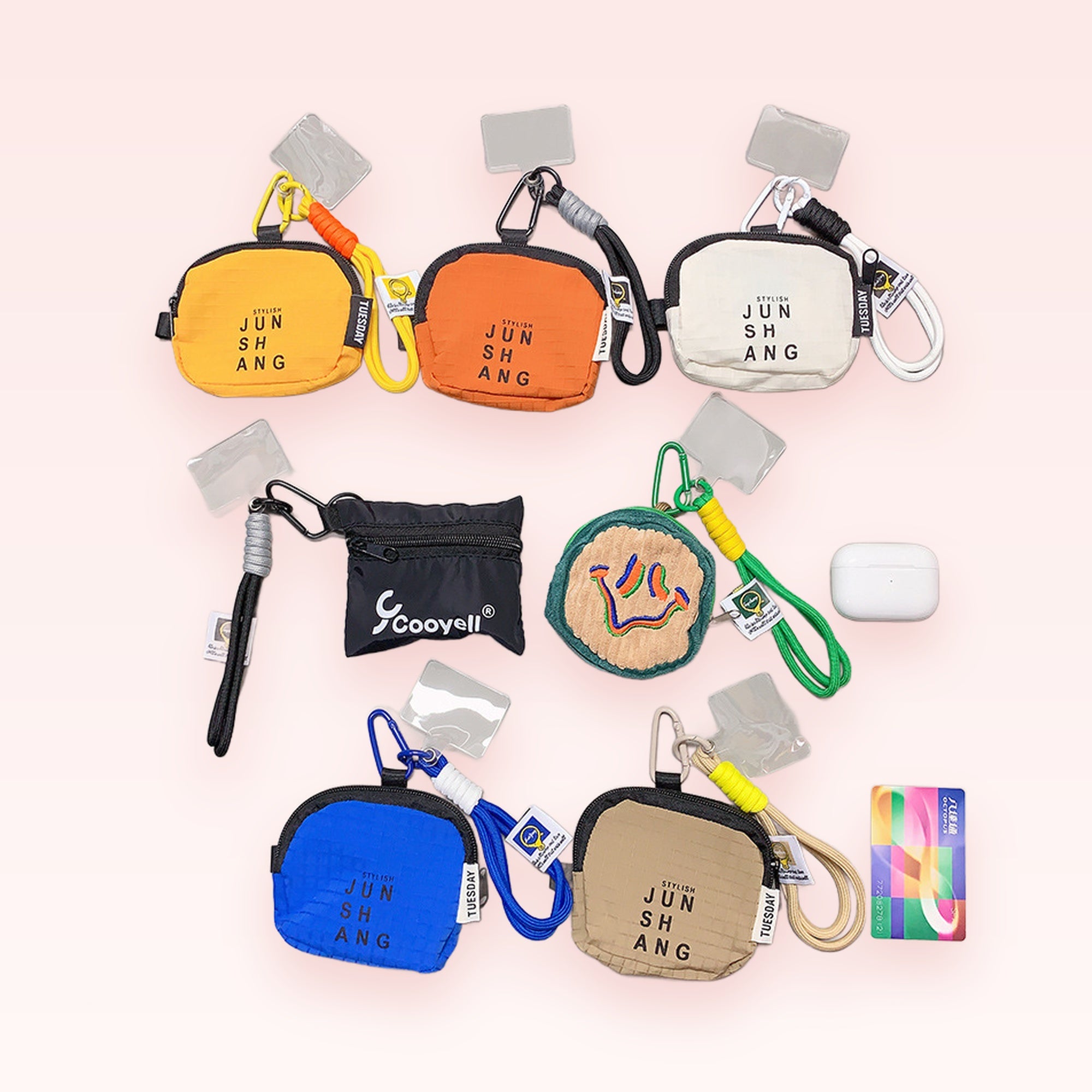 Stylish Nylon Pouch Phone Charm | Mini Coin Purse Keyring Lanyard