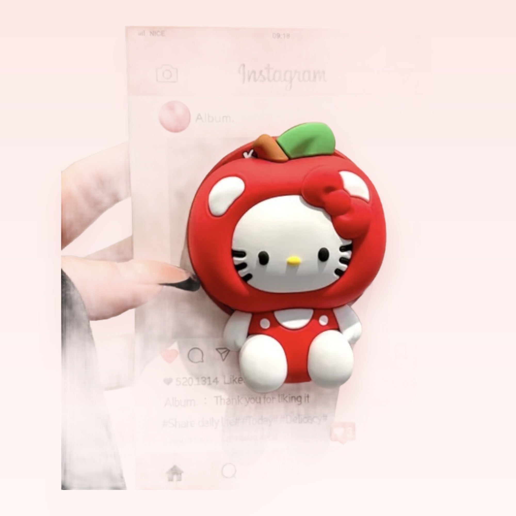 Cute Hello Kitty Apple Phone Grip | Kawaii Red Pop Socket Stand
