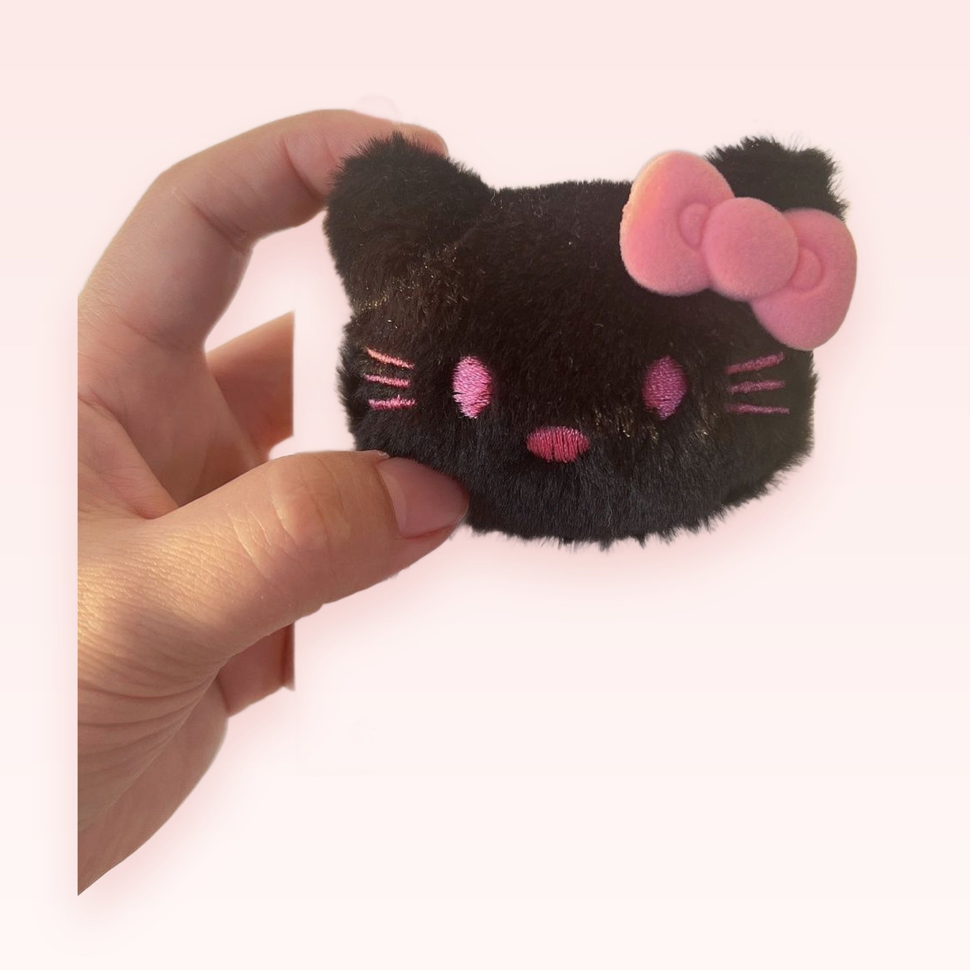 Black Fluffy Hello Kitty Phone Grip | Kawaii Pop Socket Stand