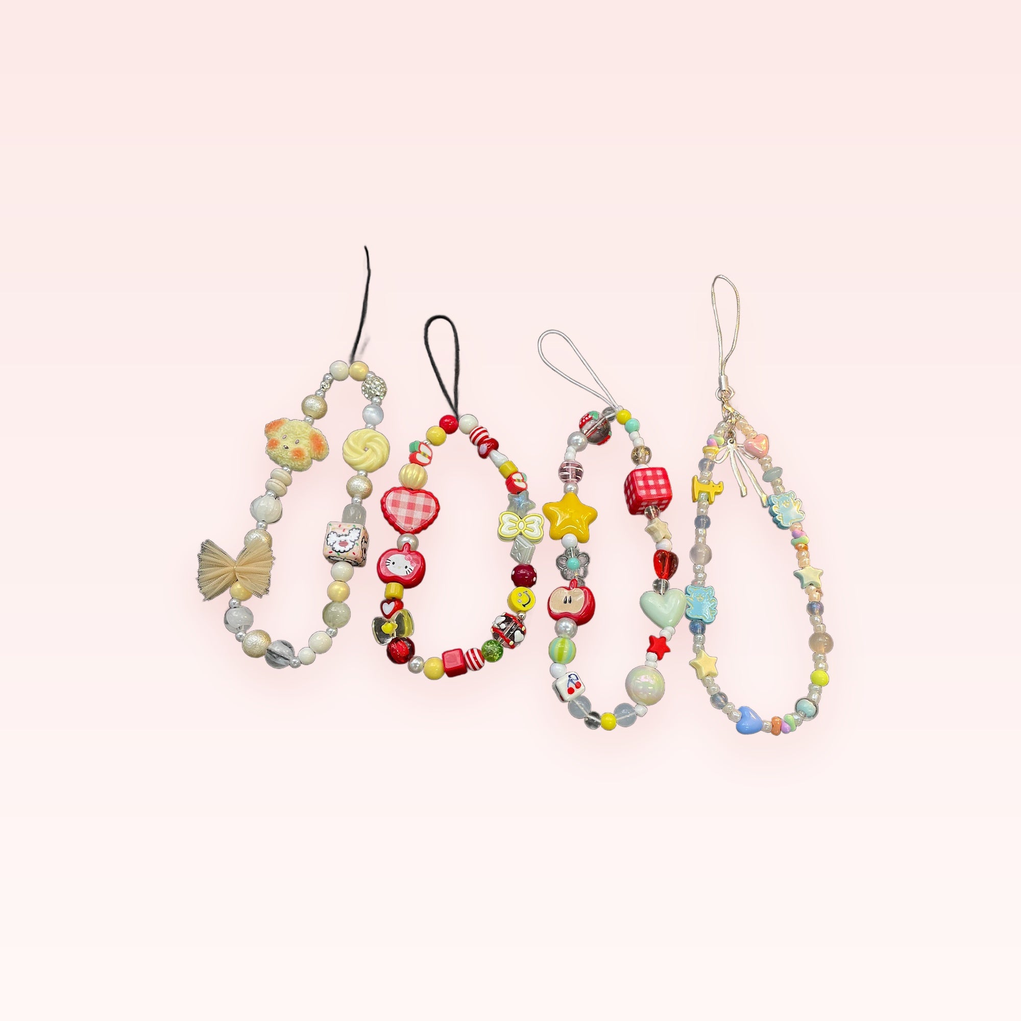 Kawaii Beaded Phone Charm Straps | Pastel & Vibrant Y2K Wrist Lanyards