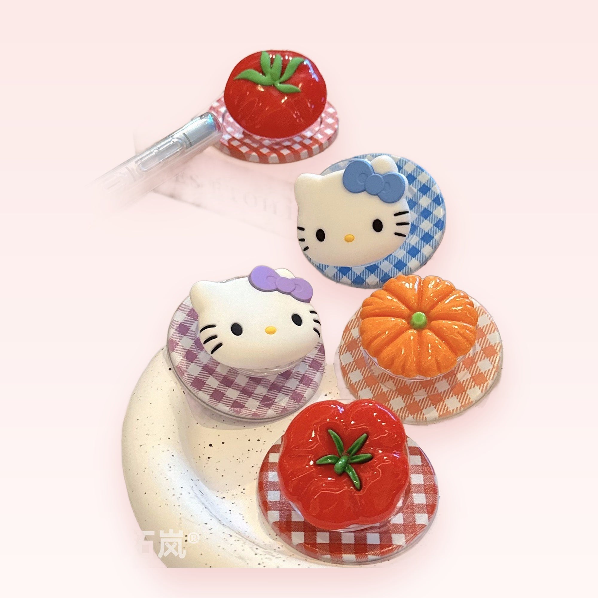 Kawaii Hello Kitty & Fruit Phone Grips | Cute Plaid Pop Socket Stands