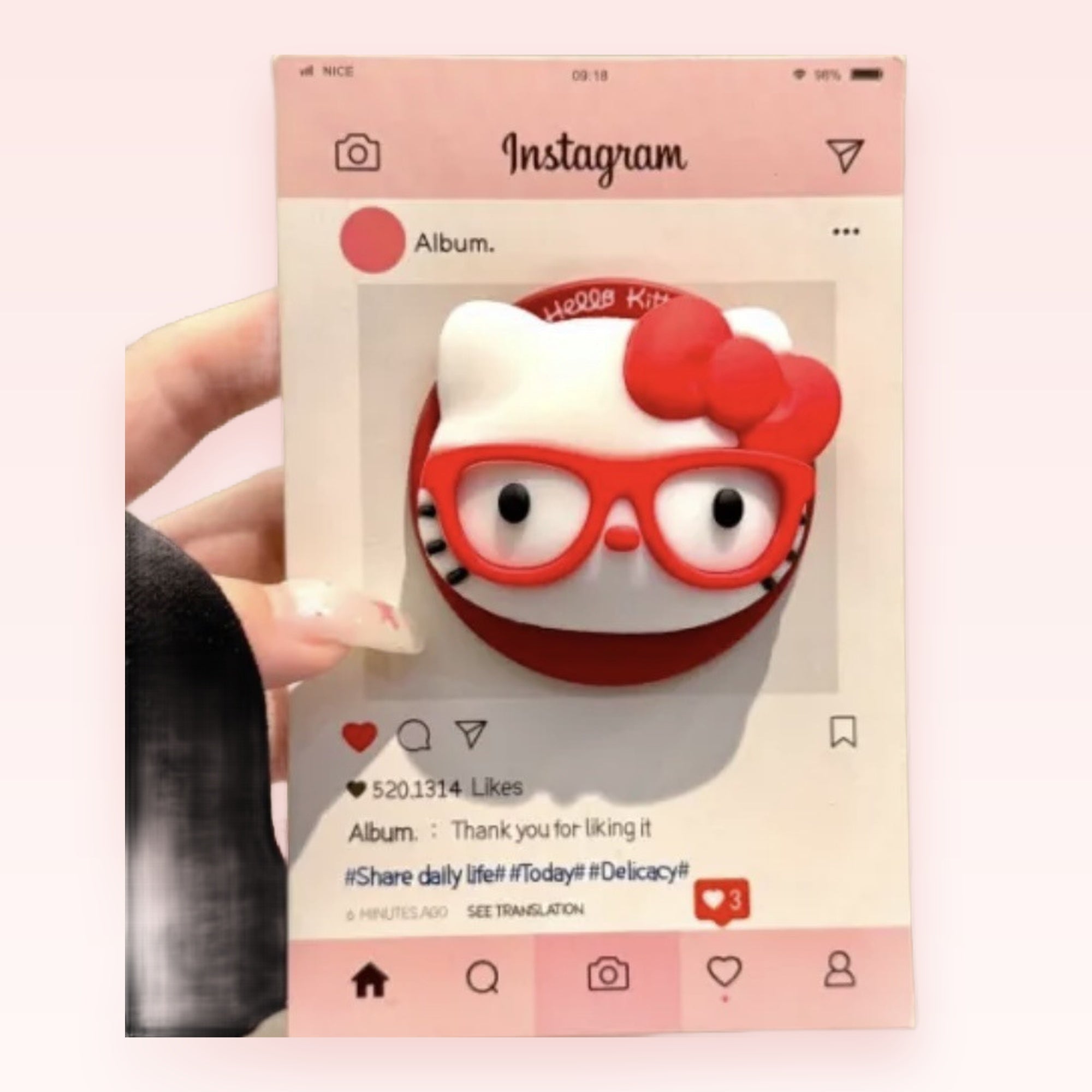 Red Hello Kitty Instagram Phone Grip | Cute Kawaii Pop Socket Stand