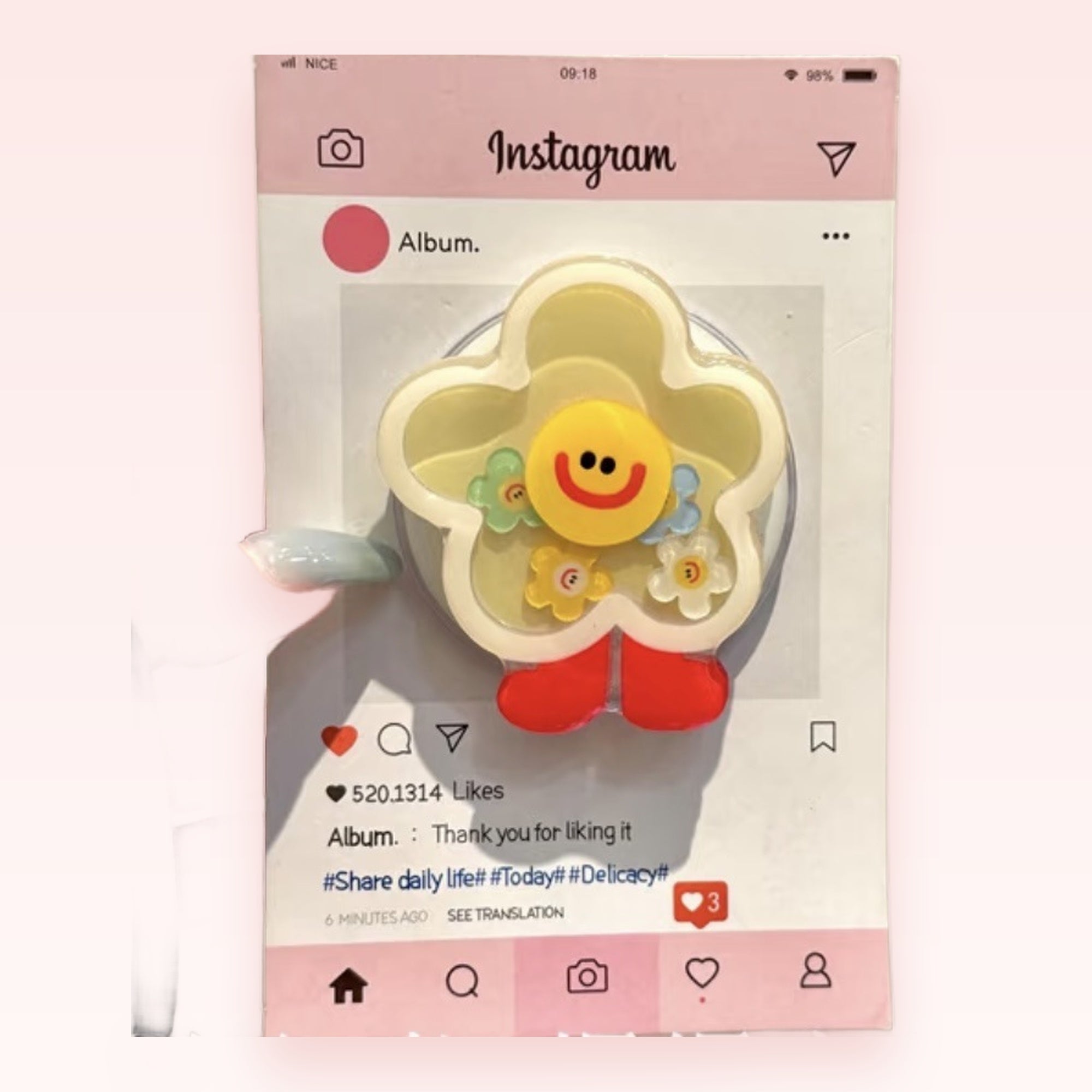 Cute Yellow Flower Phone Grip | Kawaii Smiley Face Pop Socket Stand