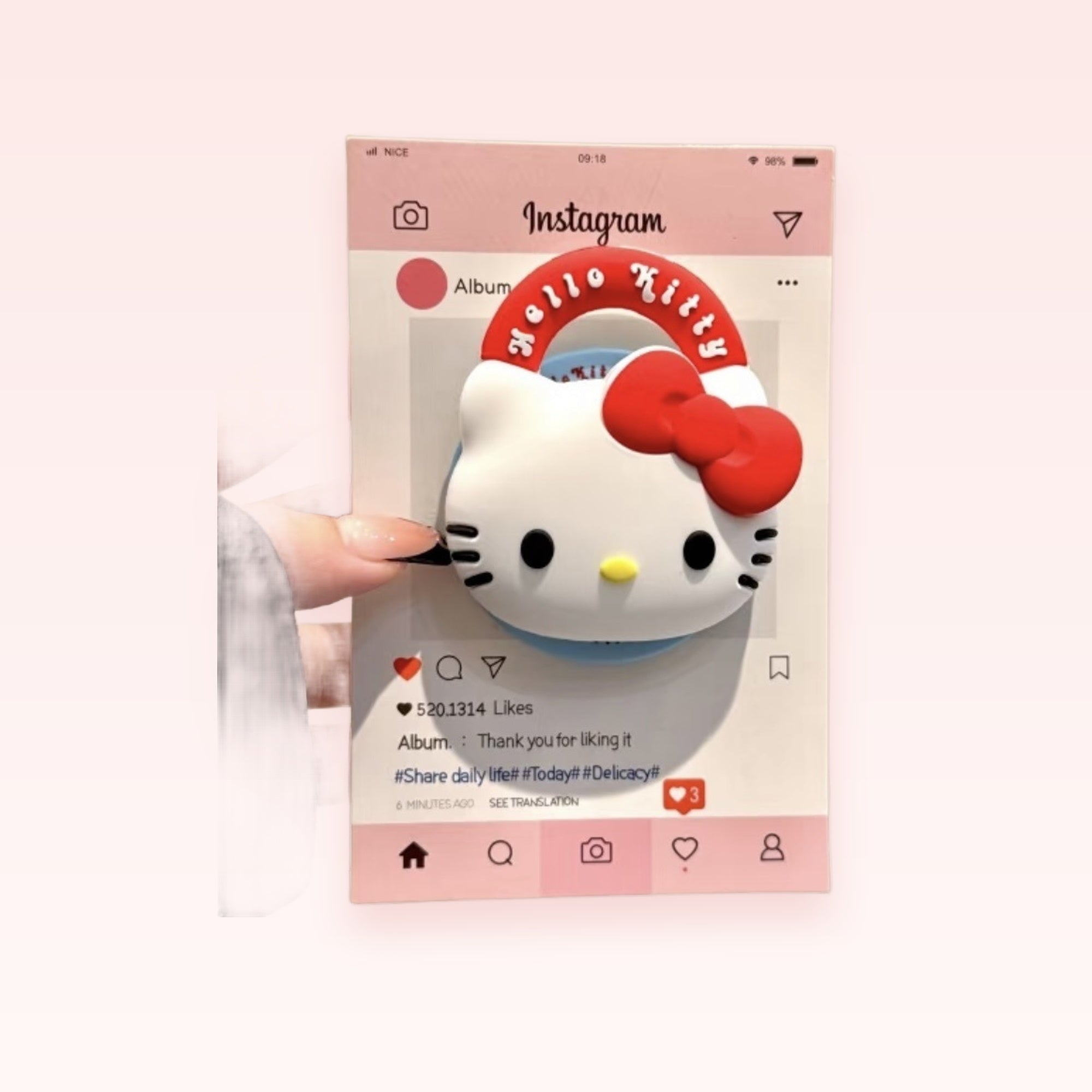Kawaii Hello Kitty Instagram Phone Grip | Cute Red Bow Pop Socket Stand