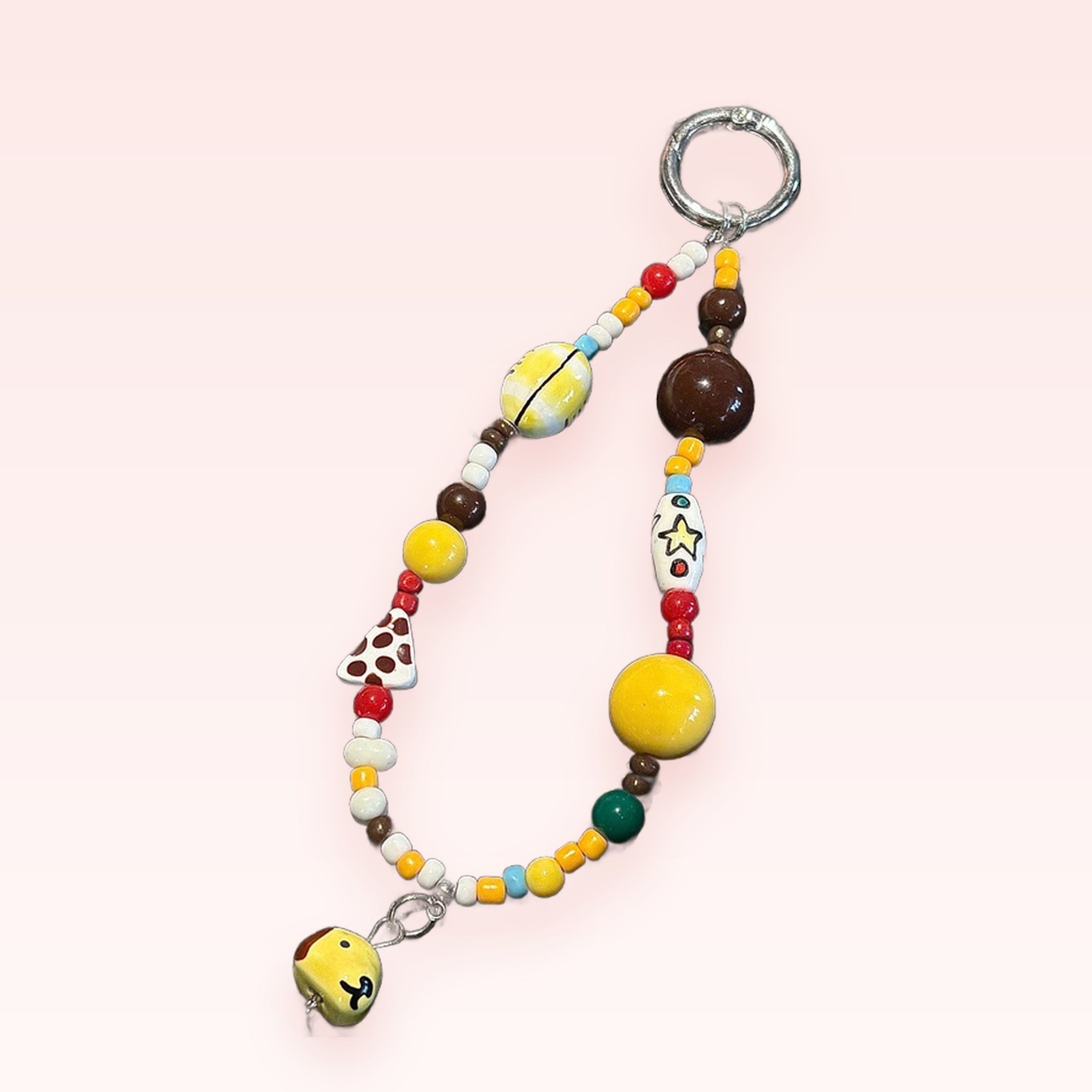 Aesthetic Beaded Phone Charm Strap | Colorful Clay Bead Wrist Lanyard