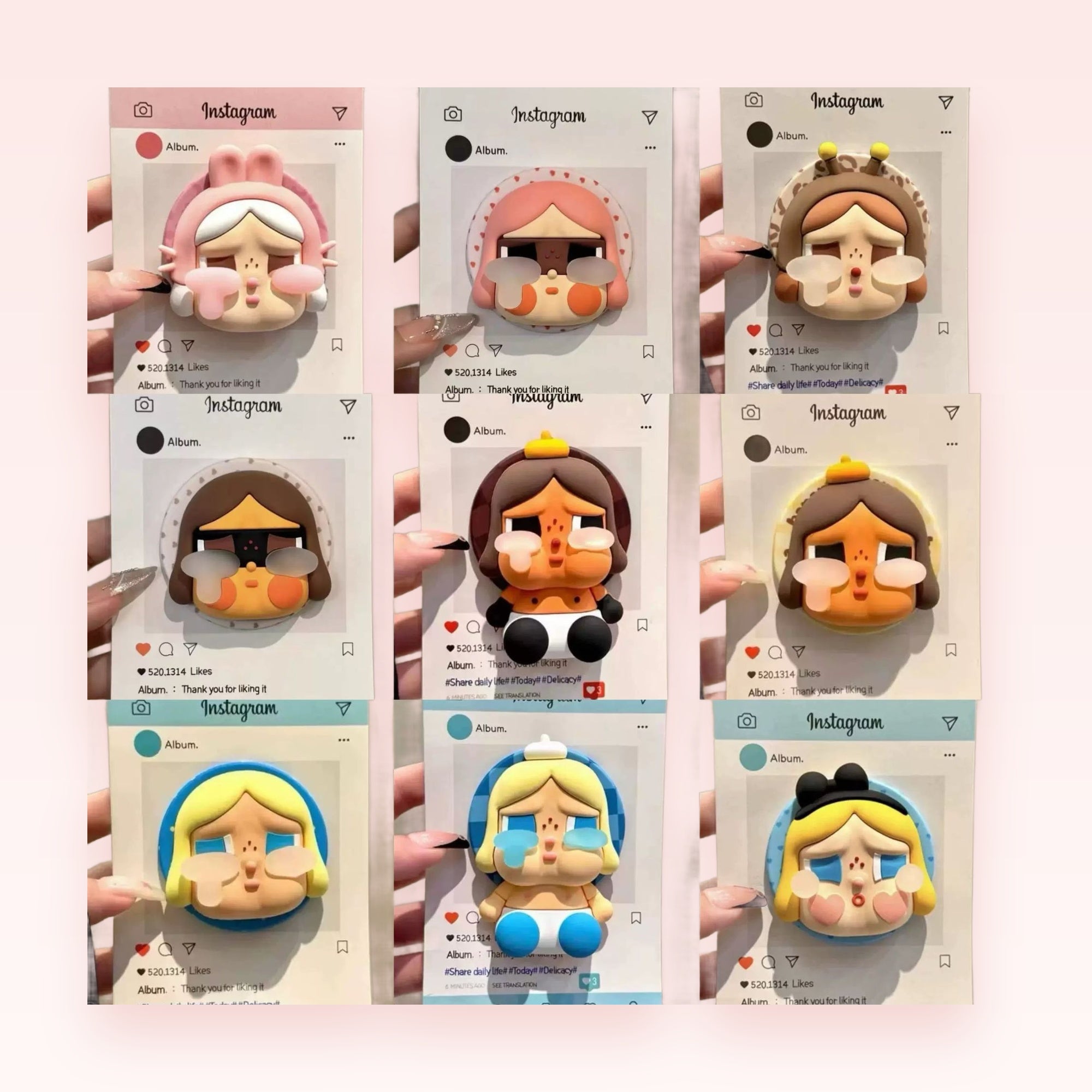 Kawaii Crying Chibi Girl Phone Grip | Pastel Pop Socket Stand