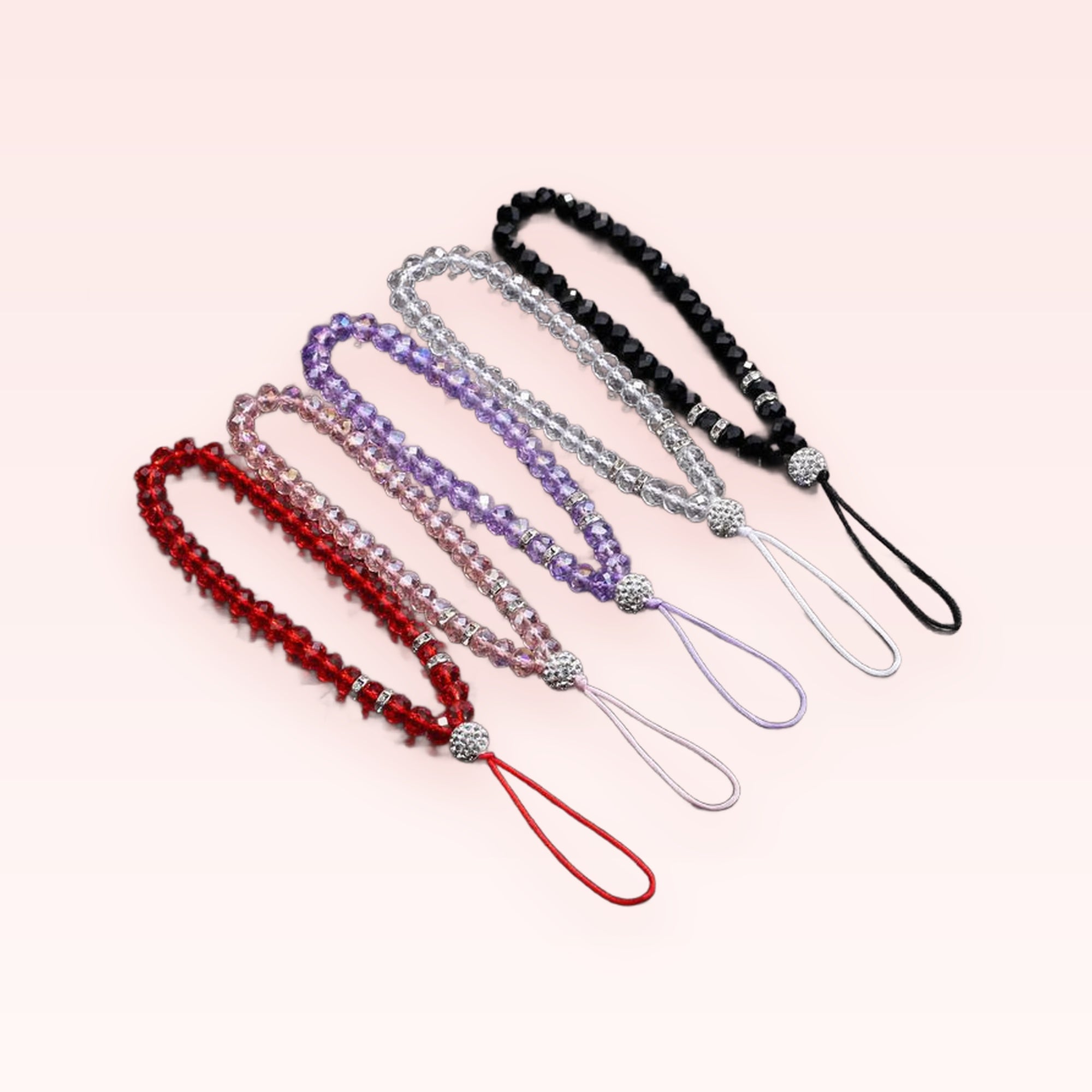 Sparkling Crystal Beaded Phone Charm Strap | Aesthetic Wrist Lanyard in Multiple Colors