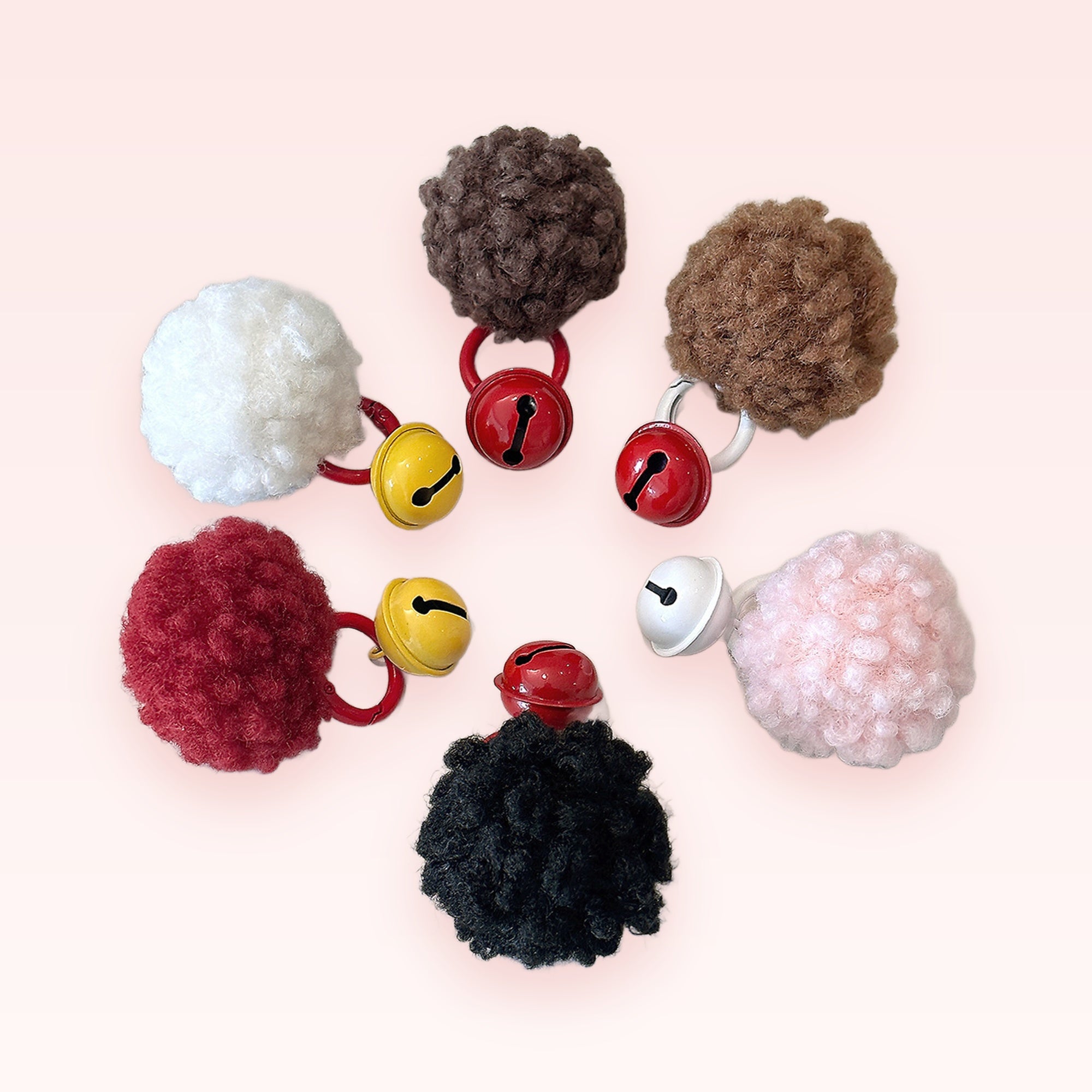 Fluffy Pom Pom Bell Phone Charm | Cute Colorful Fuzzy Ball Keychains