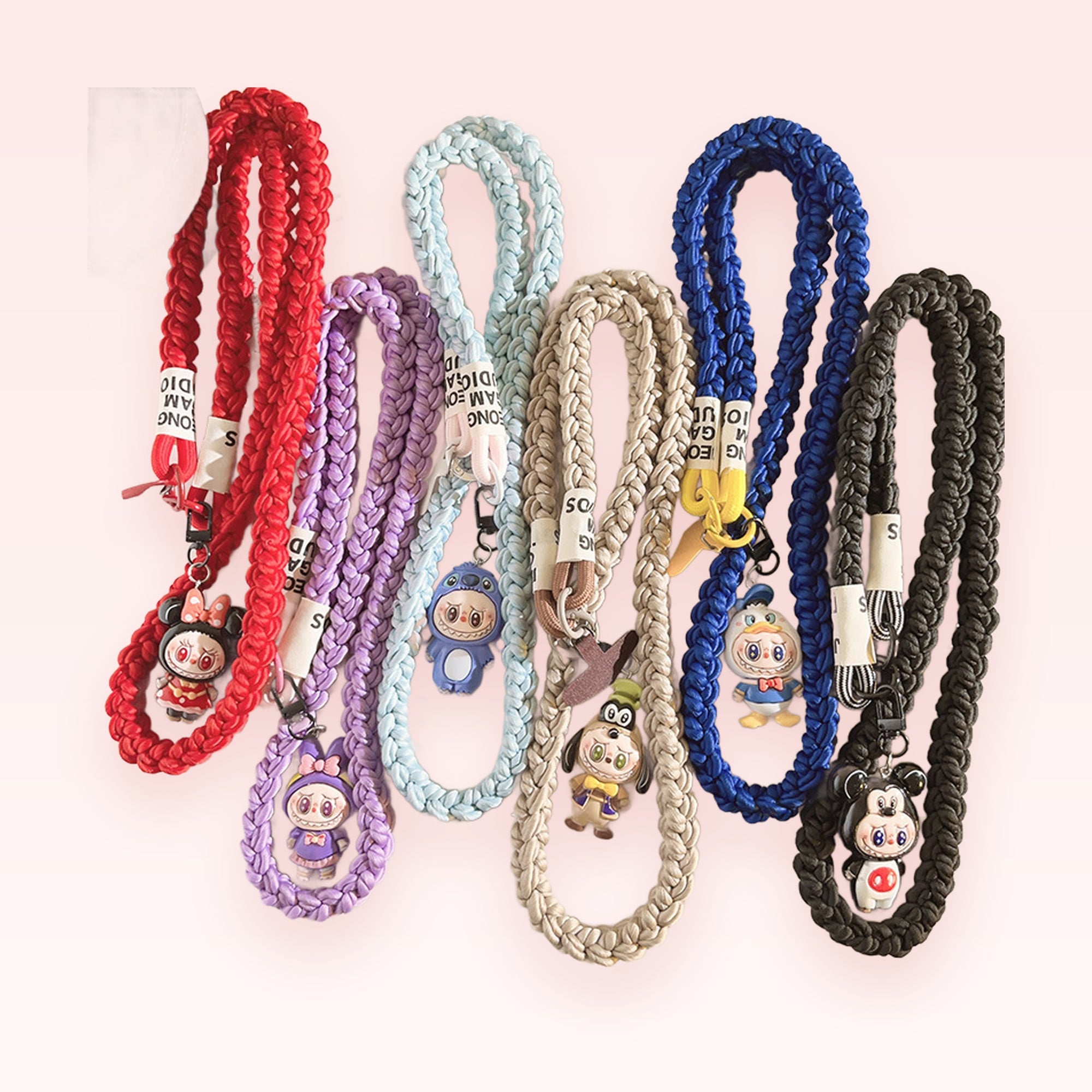 Braided Rope Phone Charm Lanyard | Kawaii Cartoon Character Wrist Strap