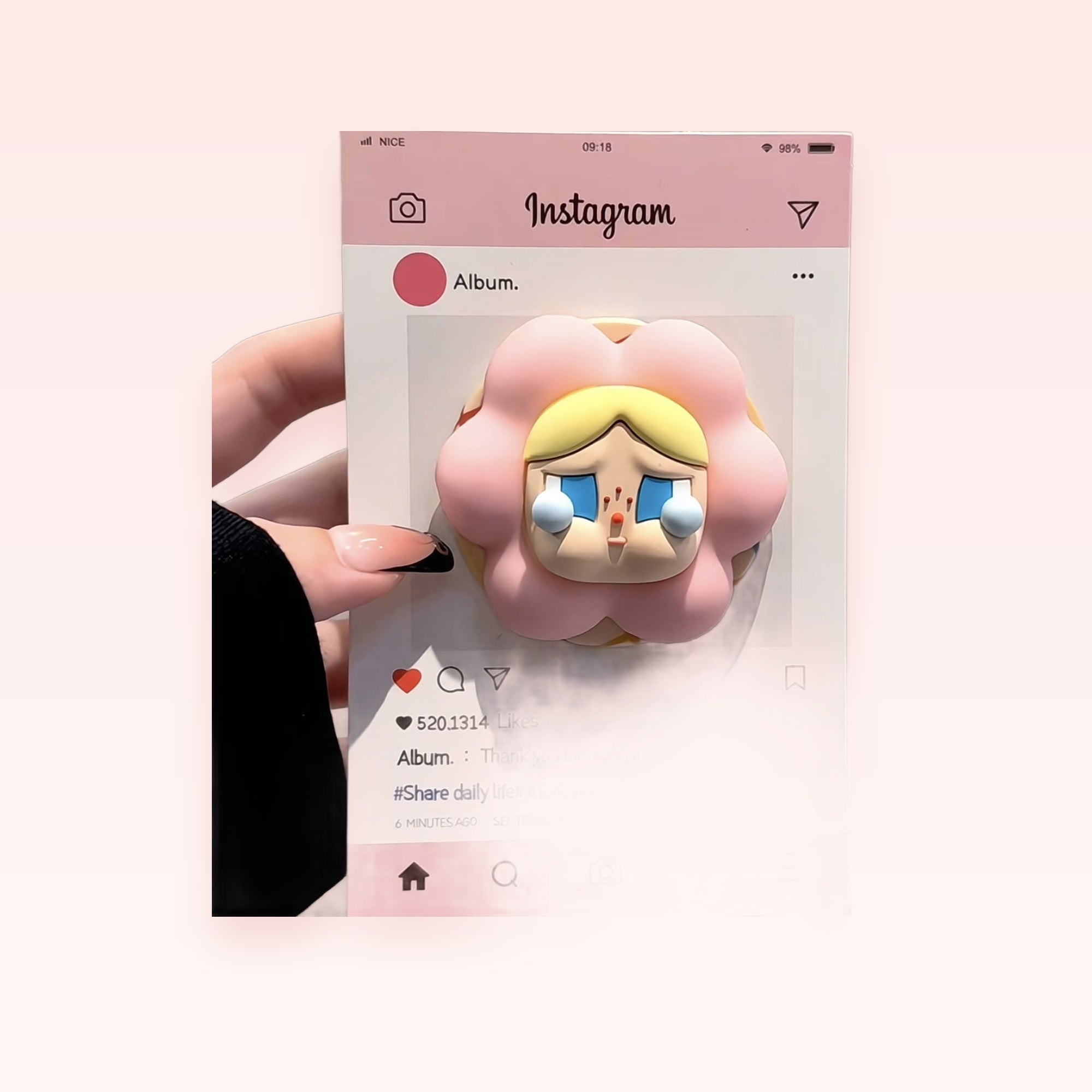 Crying Flower Instagram Phone Grip | Kawaii Pink Pop Socket Stand