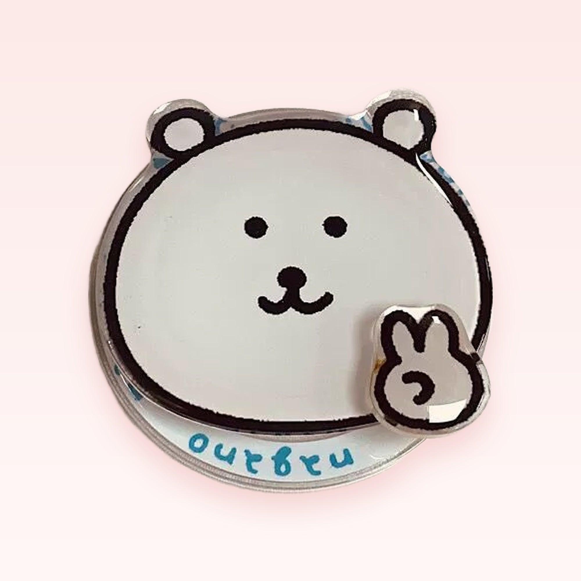 Cute White Bear Phone Grip | Kawaii Pop Socket Stand with Bunny