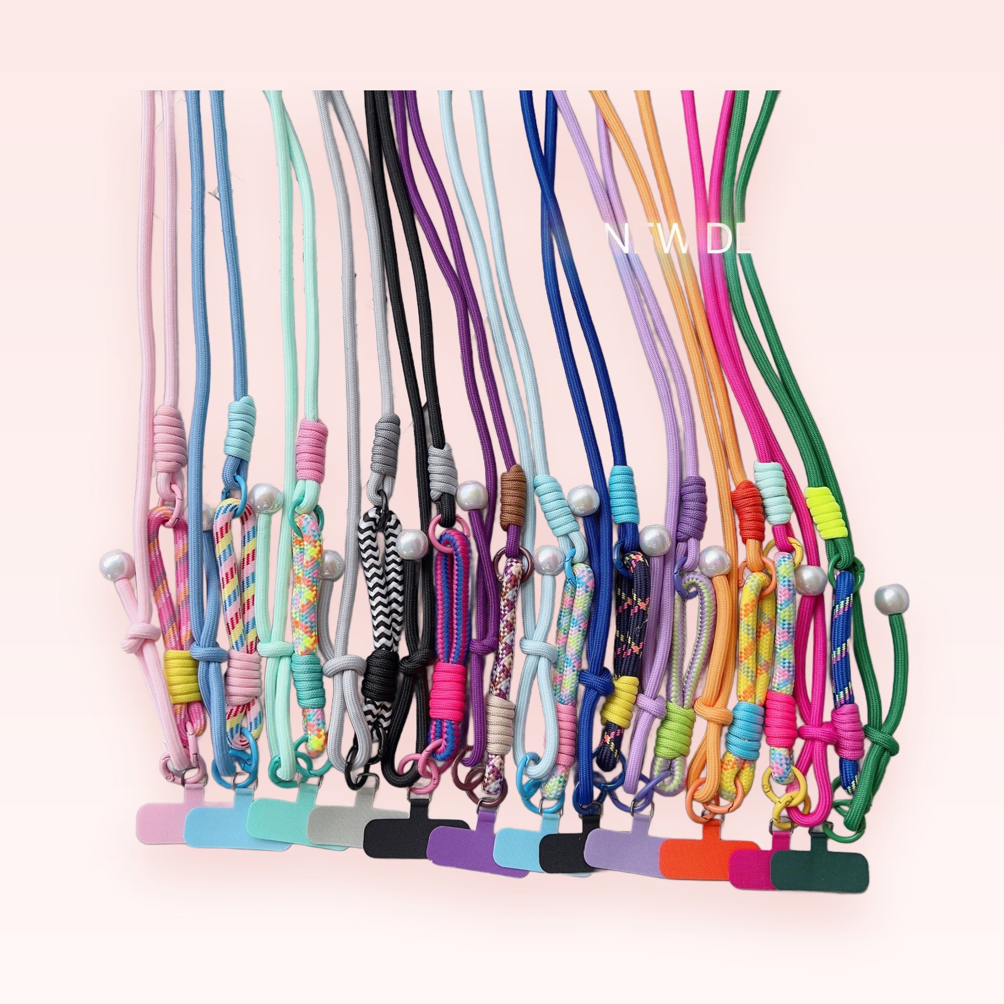 Colorful Braided Rope Phone Lanyard | Aesthetic Crossbody Strap with Pearl Accent