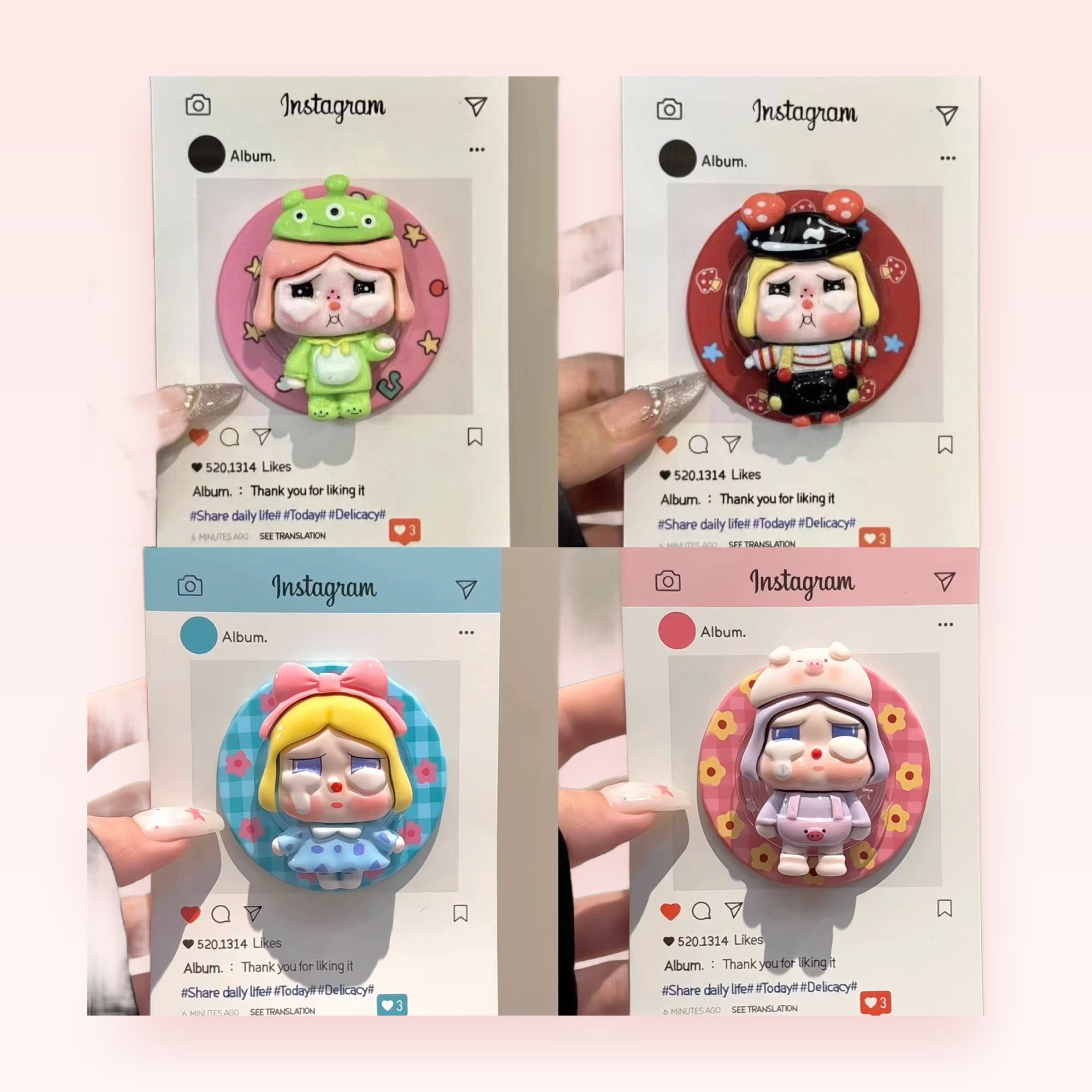 Kawaii Crying Character Phone Grip | Cute Pop Socket Stand for iPhone & Android