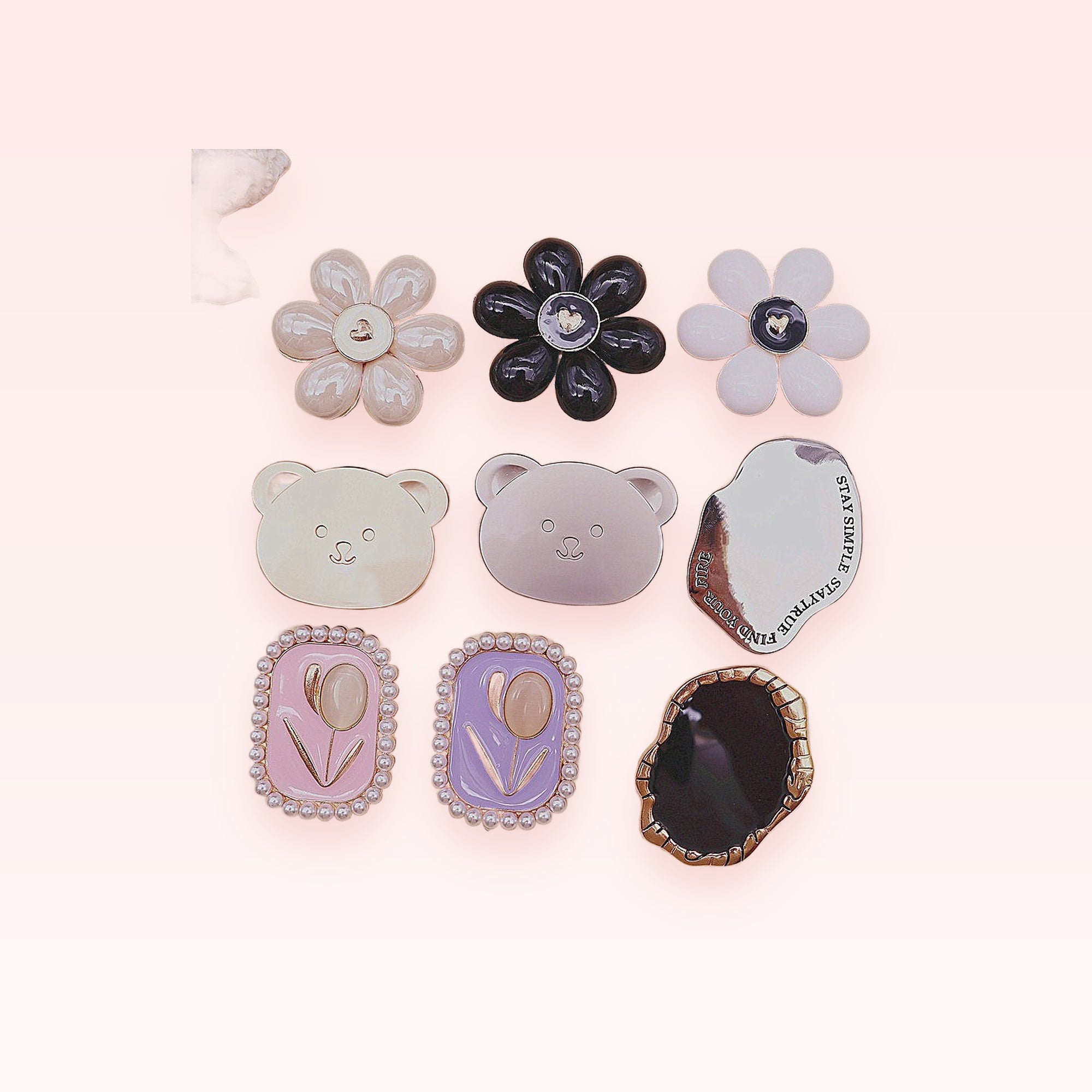Cute Flower Bear Phone Grips | Pearl Tulip Phone Stand