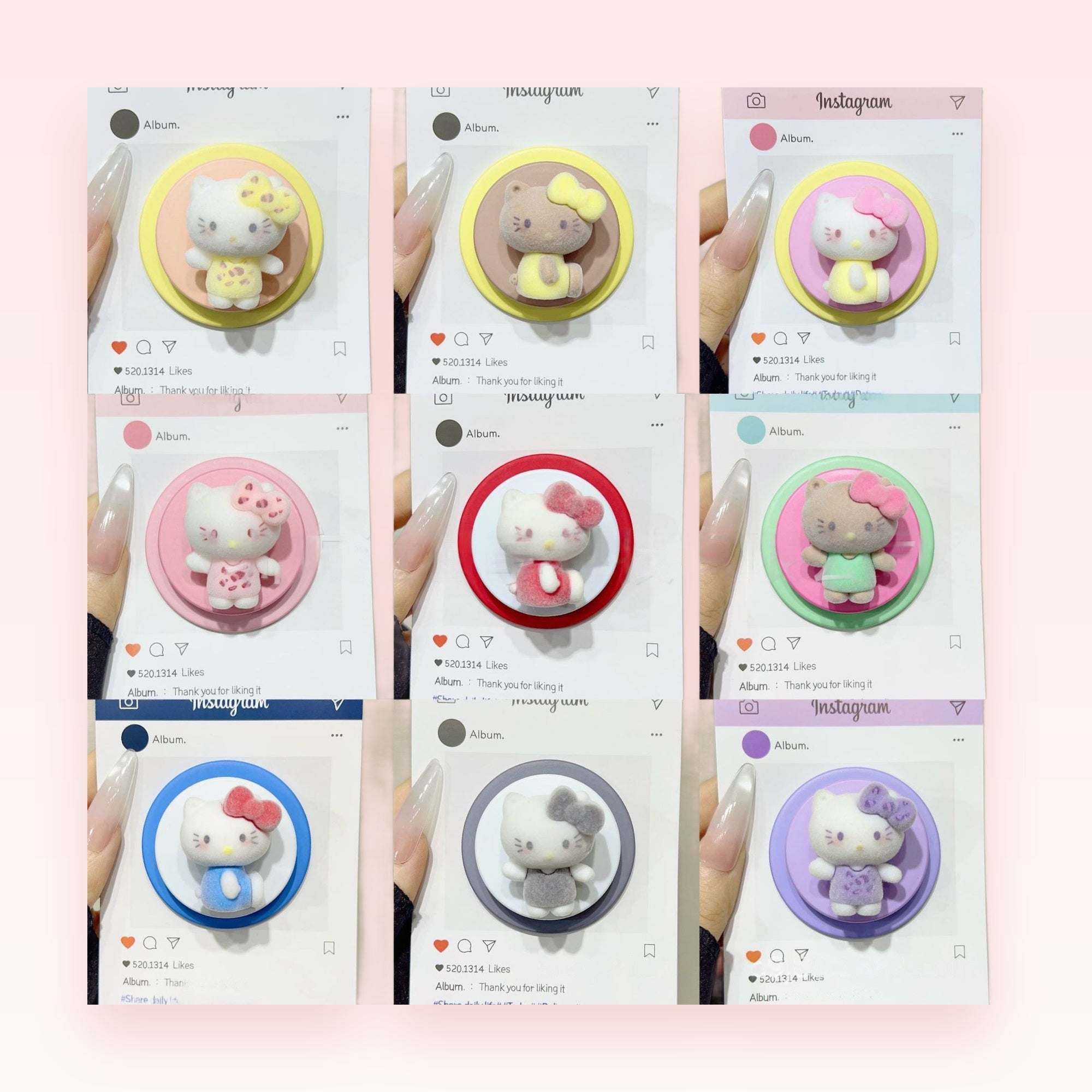 Fluffy Hello Kitty Phone Grip | Pastel Kawaii Pop Socket Stand
