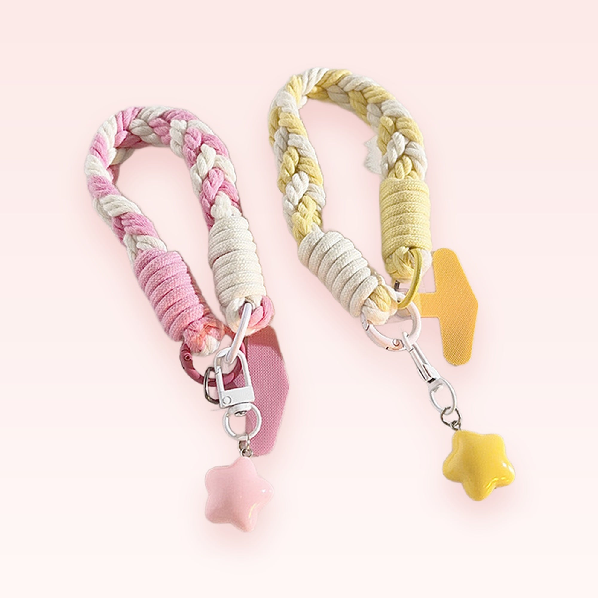 Braided Rope Phone Charm Wristlet | Pastel Star Keychain Lanyard