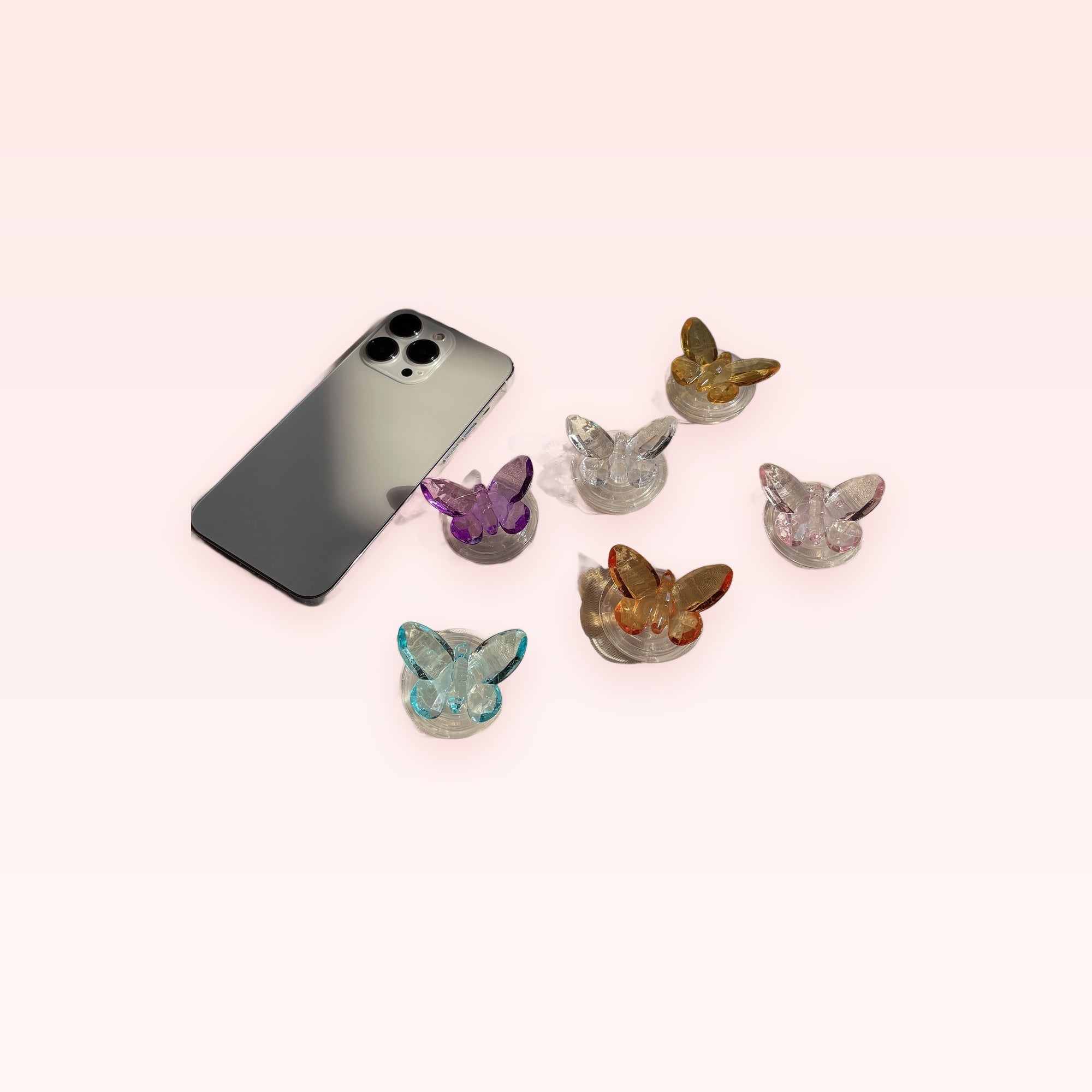 Kawaii Butterfly Phone Grip Stand | Cute Crystal Pop Socket Holder