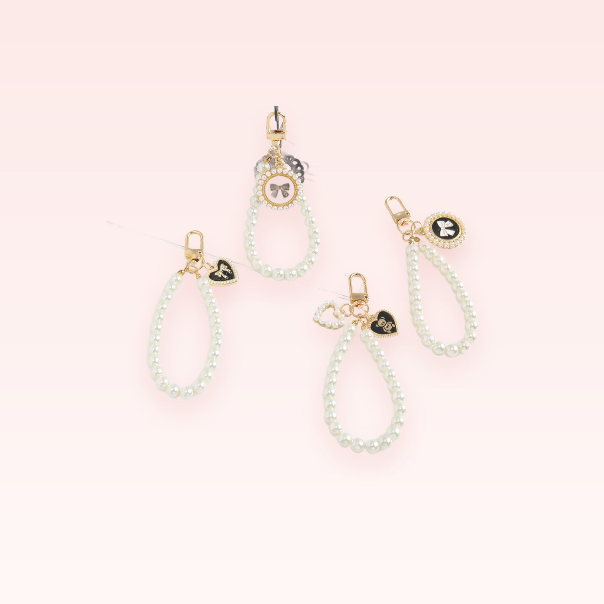 Elegant Pearl Phone Charm Strap | Cute Wrist Lanyard Keychain