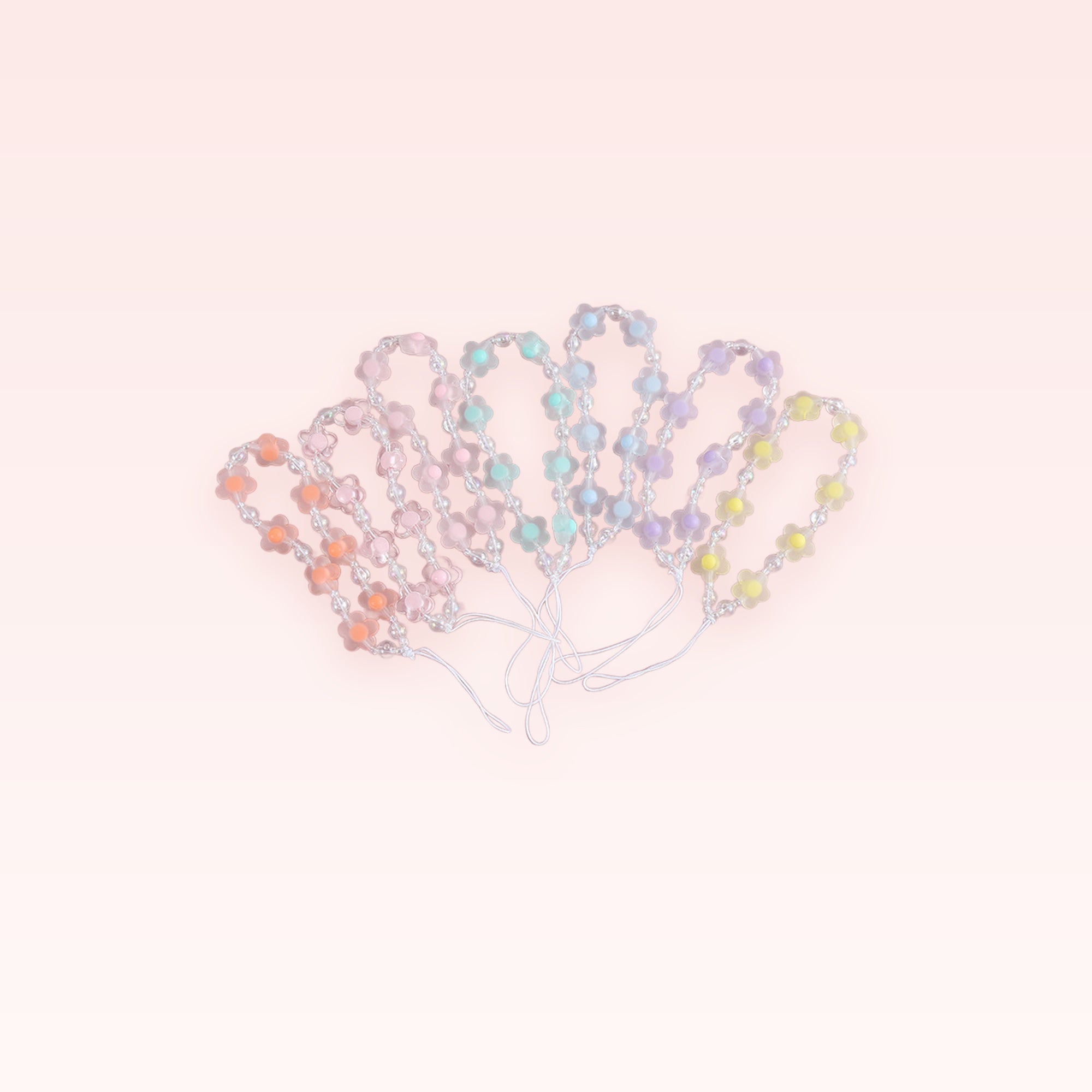 Pastel Flower & Pearl Phone Charm Strap | Cute Wrist Lanyard