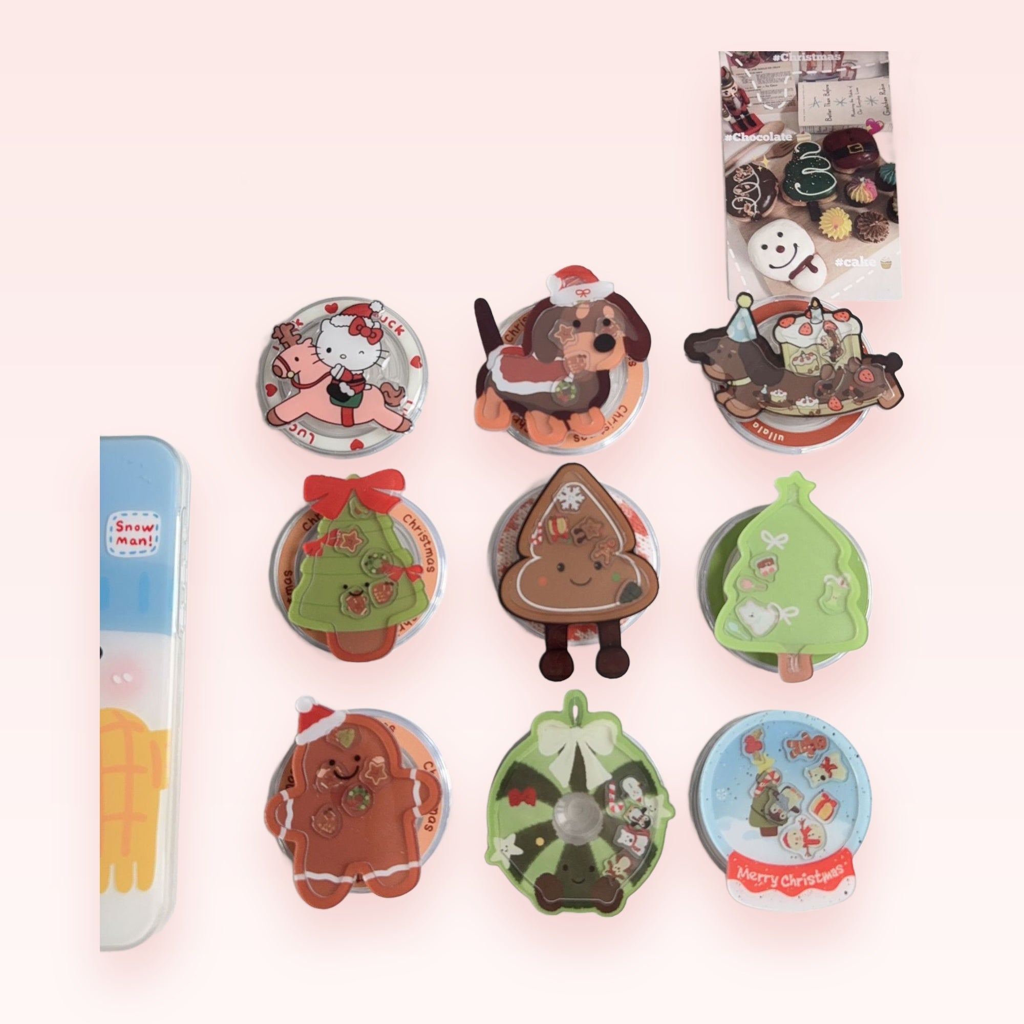 Cute Christmas Holiday Character Phone Grip Collection | Kawaii Pop Socket Stand