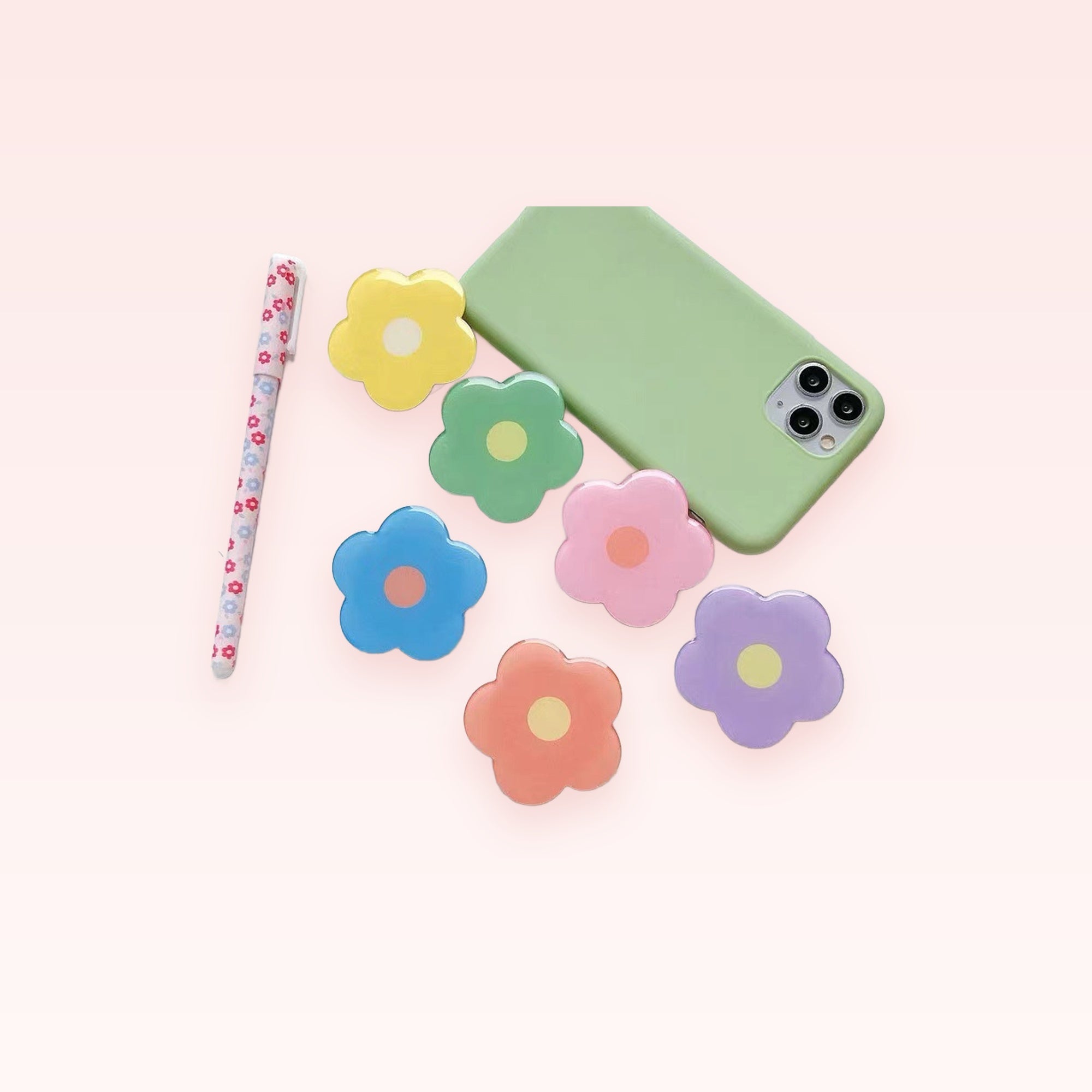 Cute Pastel Flower Phone Grip | Kawaii Pop Socket Stand