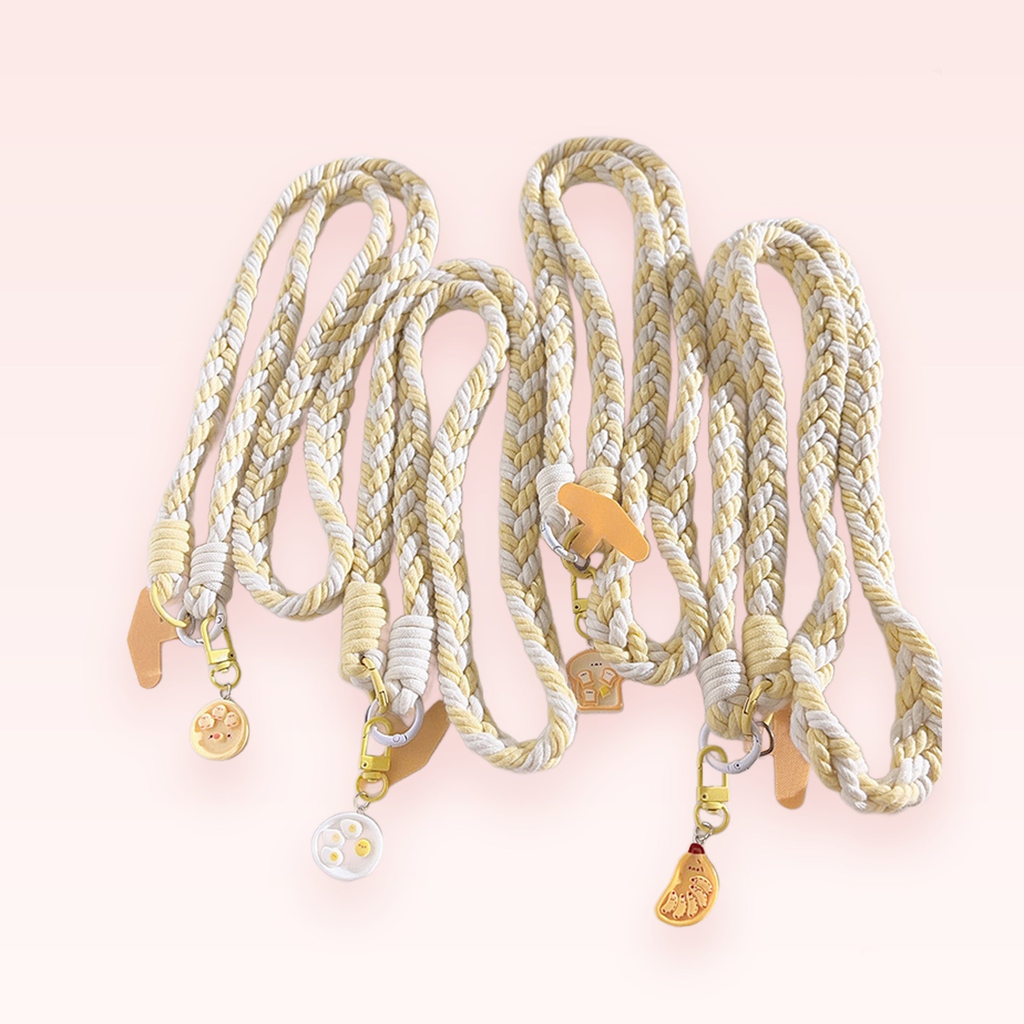 Braided Yellow & White Lanyard Phone Charm | Cute Foodie Wrist Strap